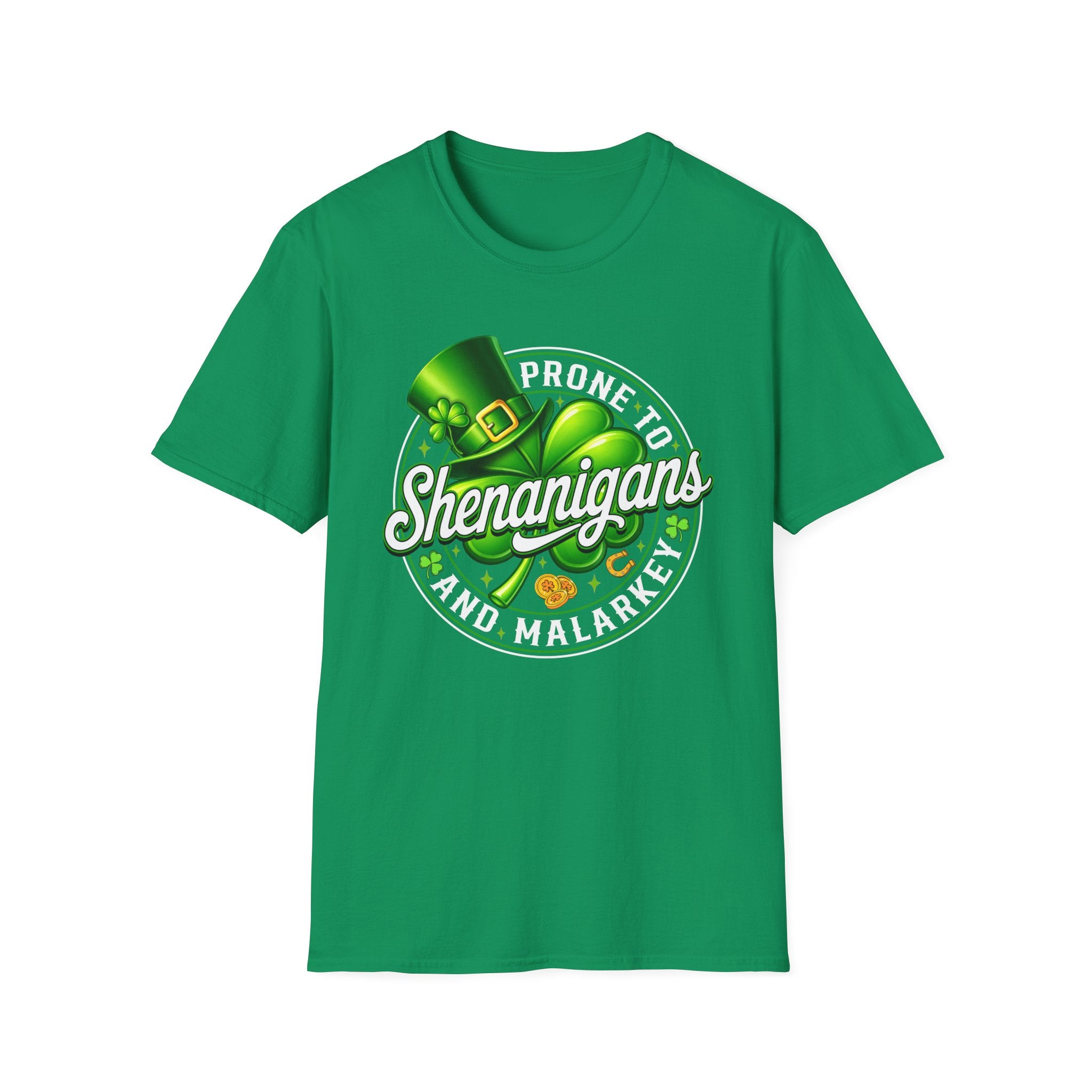 Prone to Shenanigans and Malarkey T-Shirt | St. Patrick's Day Leprechaun Hat Shamrock