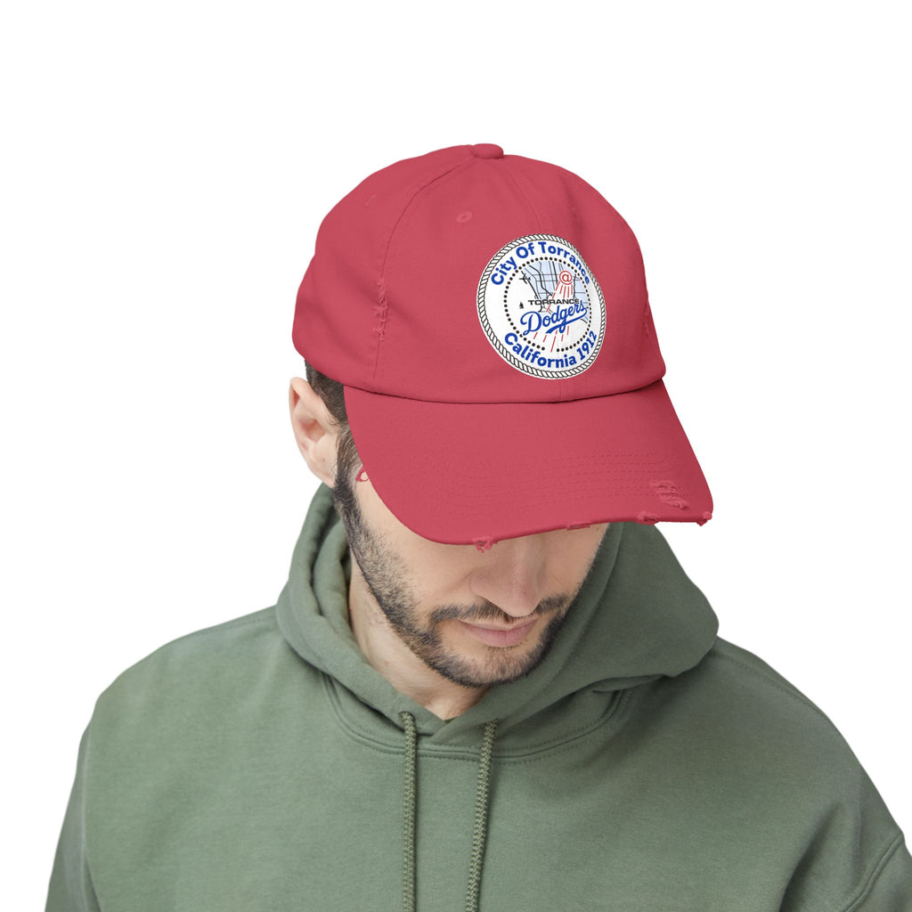 Distressed Baseball Cap with Torrance Dodgers Patch