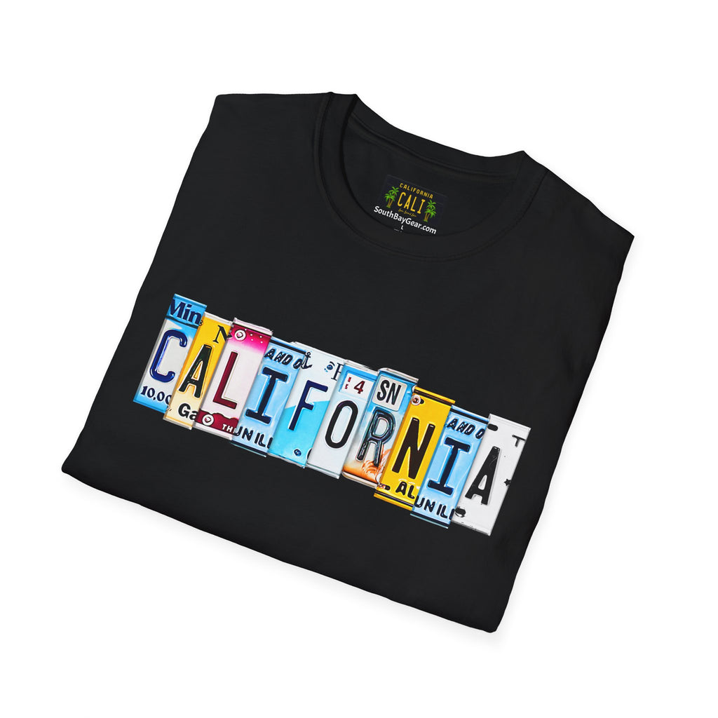 California License Plate Letters T-Shirt | Vintage Road Trip State Tee