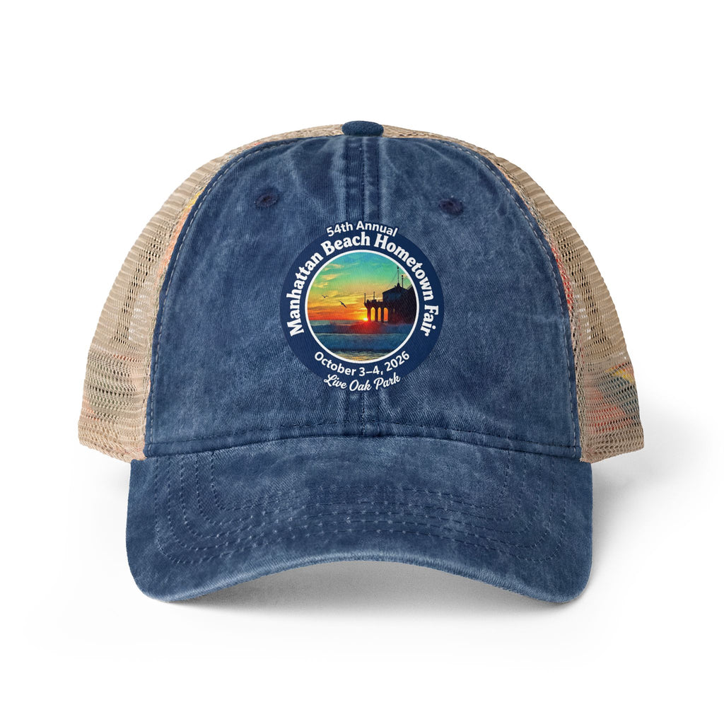 Women's Washed Mesh-Back Cap - Manhattan Beach Hometown Fair 2026 Design