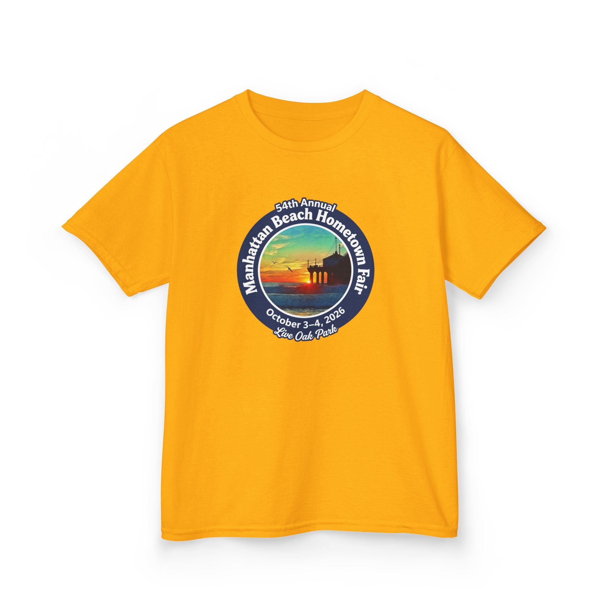 Kids Tee — Manhattan Beach Hometown Fair 2026 Sunset Logo