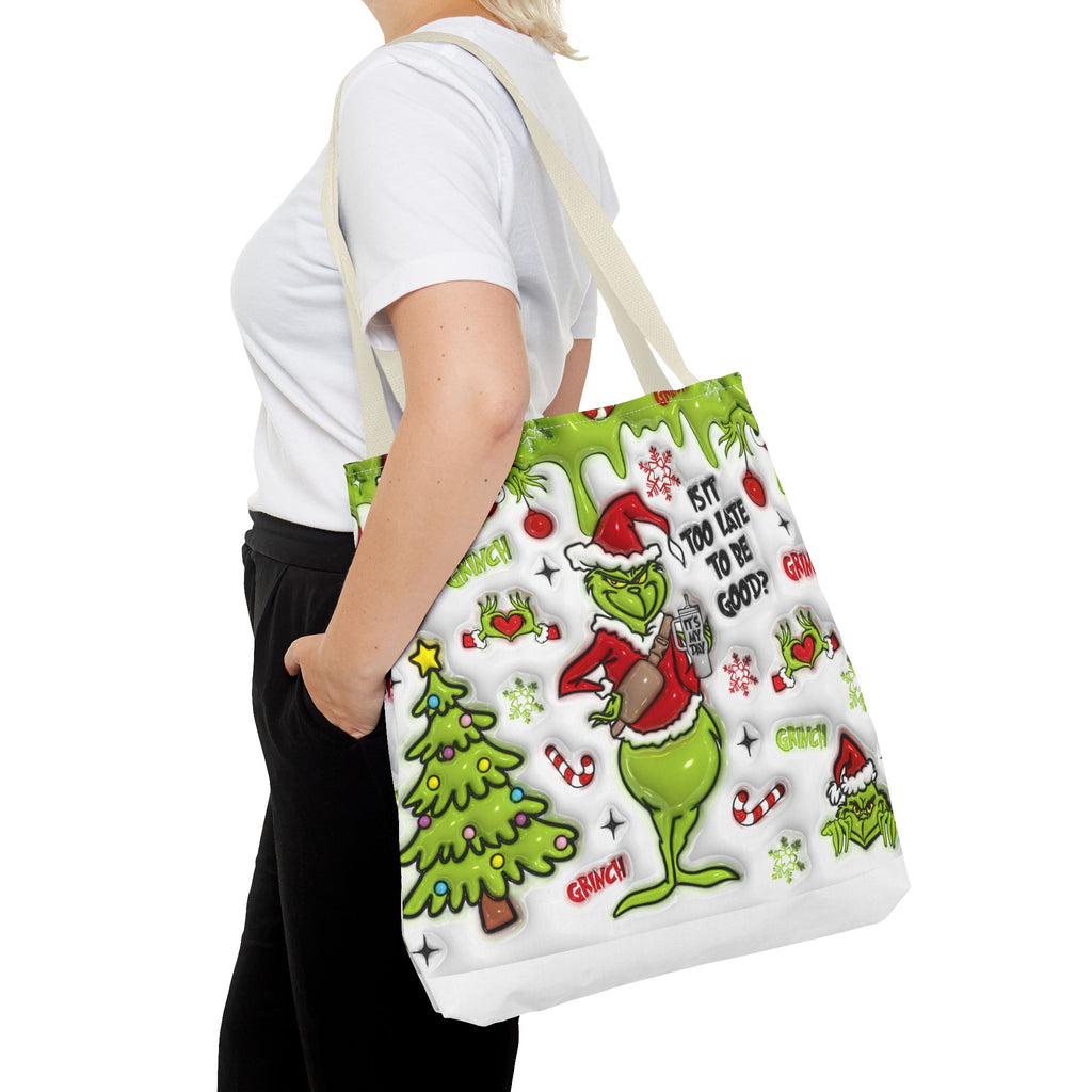 Christmas Tote Bag, Holiday Shopping Bag, Grinch Gift, Festive Reusable Bag, Cute Winter Accessory