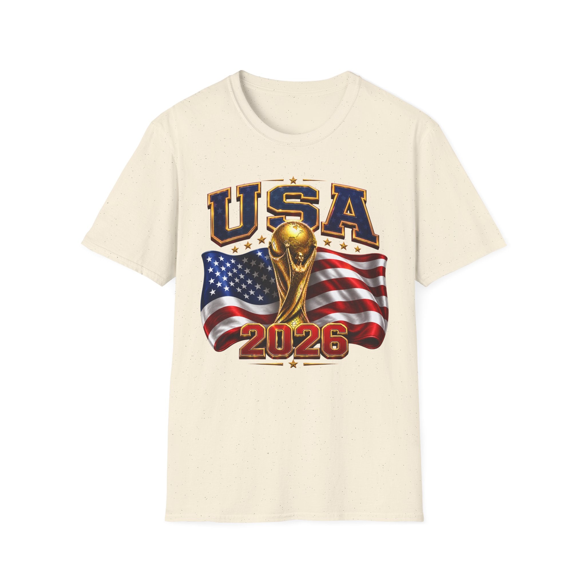 USA World Cup 2026 Soccer T-Shirt – American Flag & Trophy Design