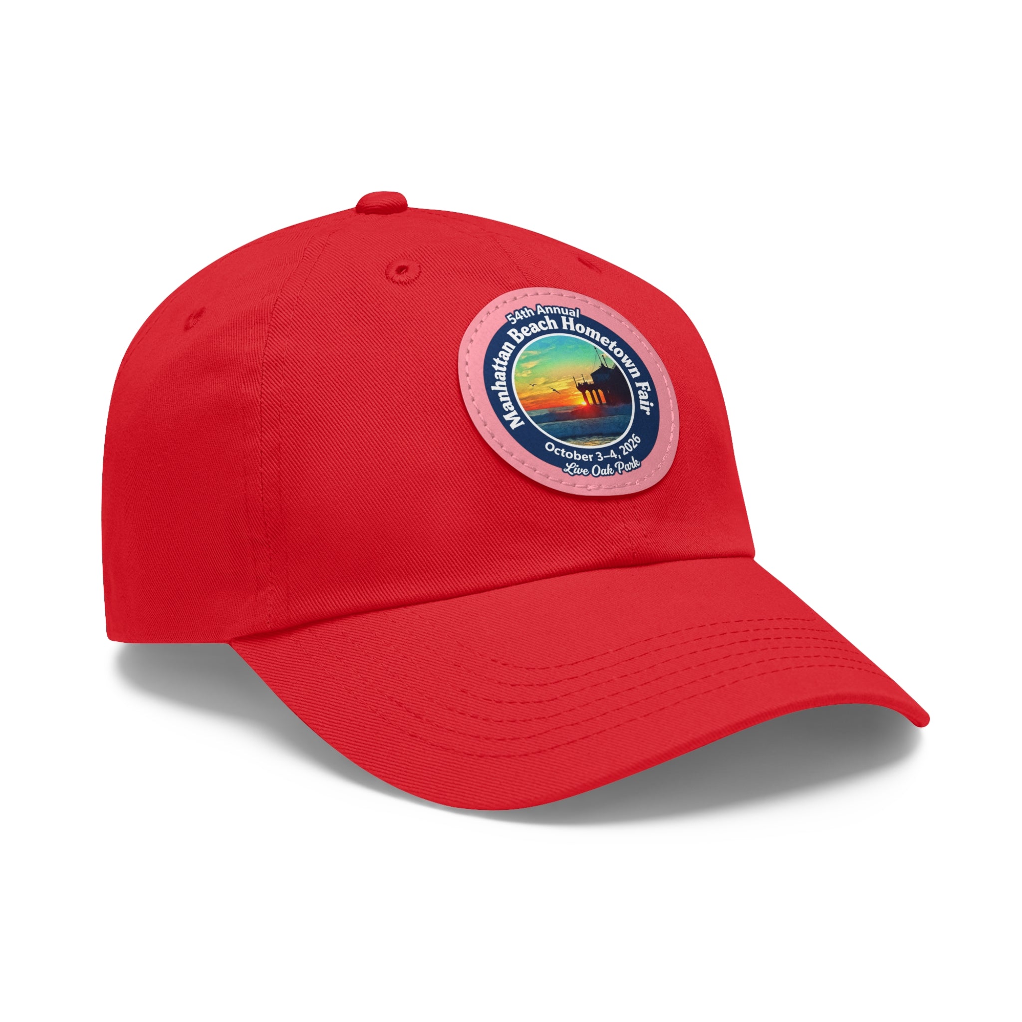 Manhattan Beach Hometown Fair 2026  Beach  Live Oak Park Annual Festival Round Leather Patch Hat