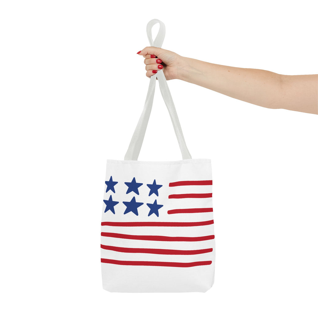 American Flag Stars & Stripes Tote Bag — Patriotic Canvas Beach Grocery Bag