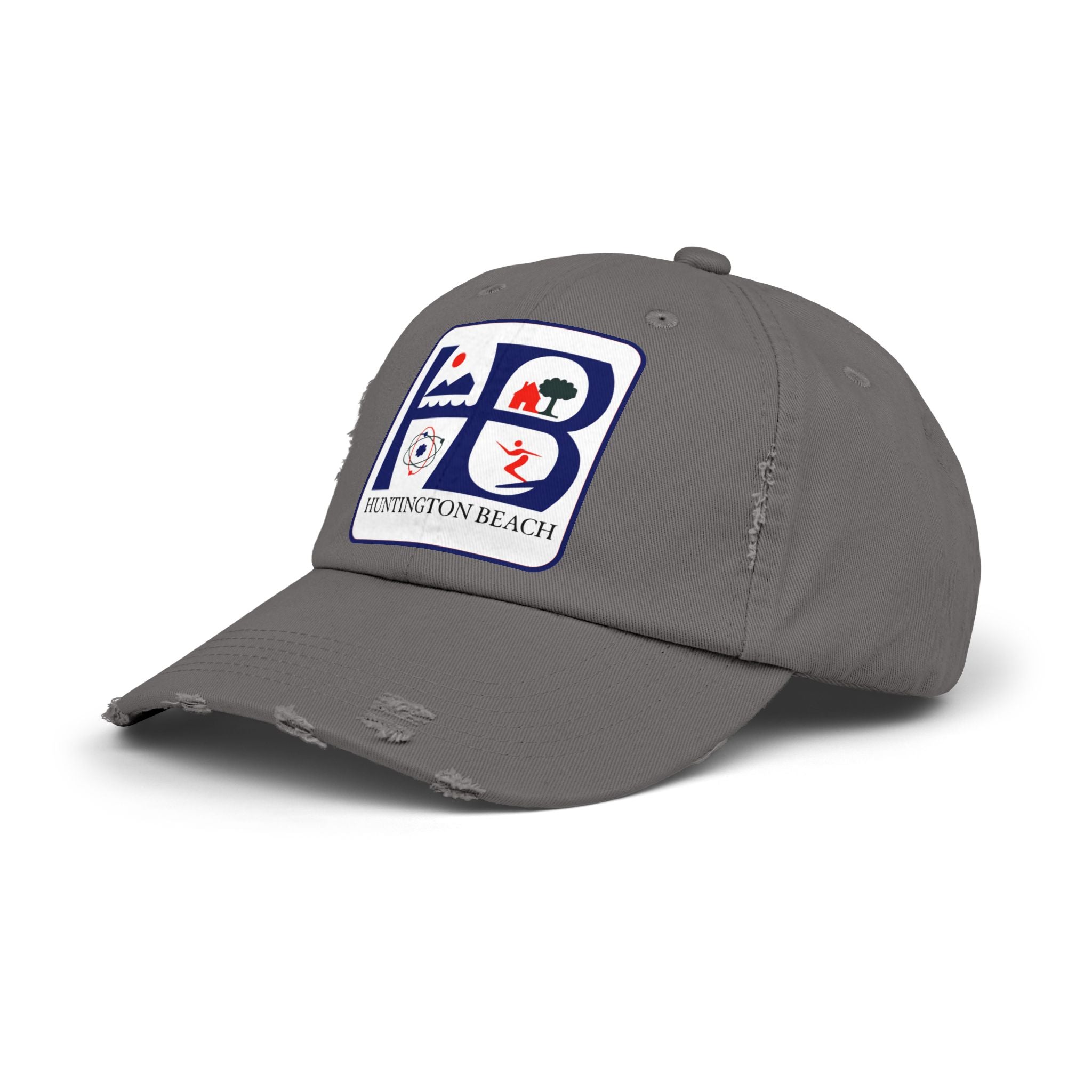 Huntington Beach Distressed Mom and Dad Hat — Vintage Surf & Coastal Patch Cap
