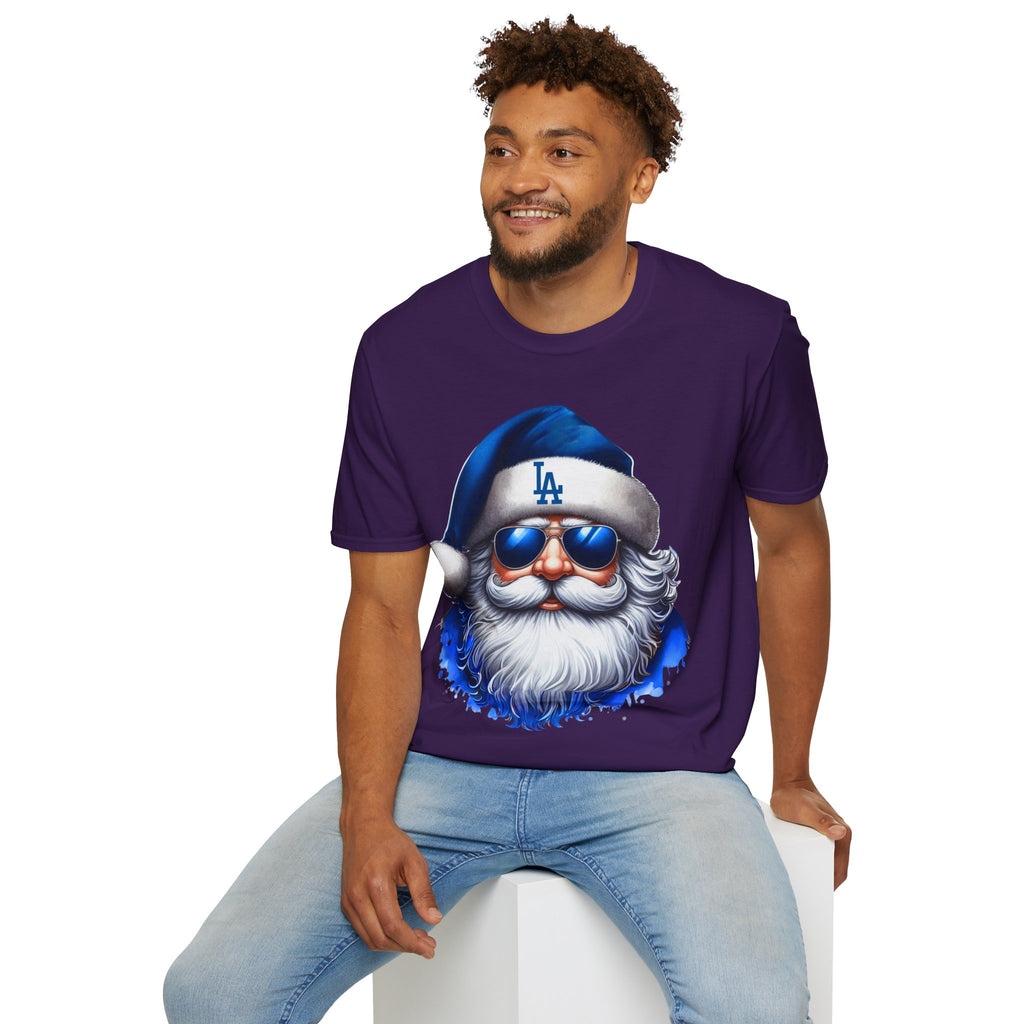 LA Dodgers Blue Santa T-Shirt — Cool Sunglasses Holiday Tee