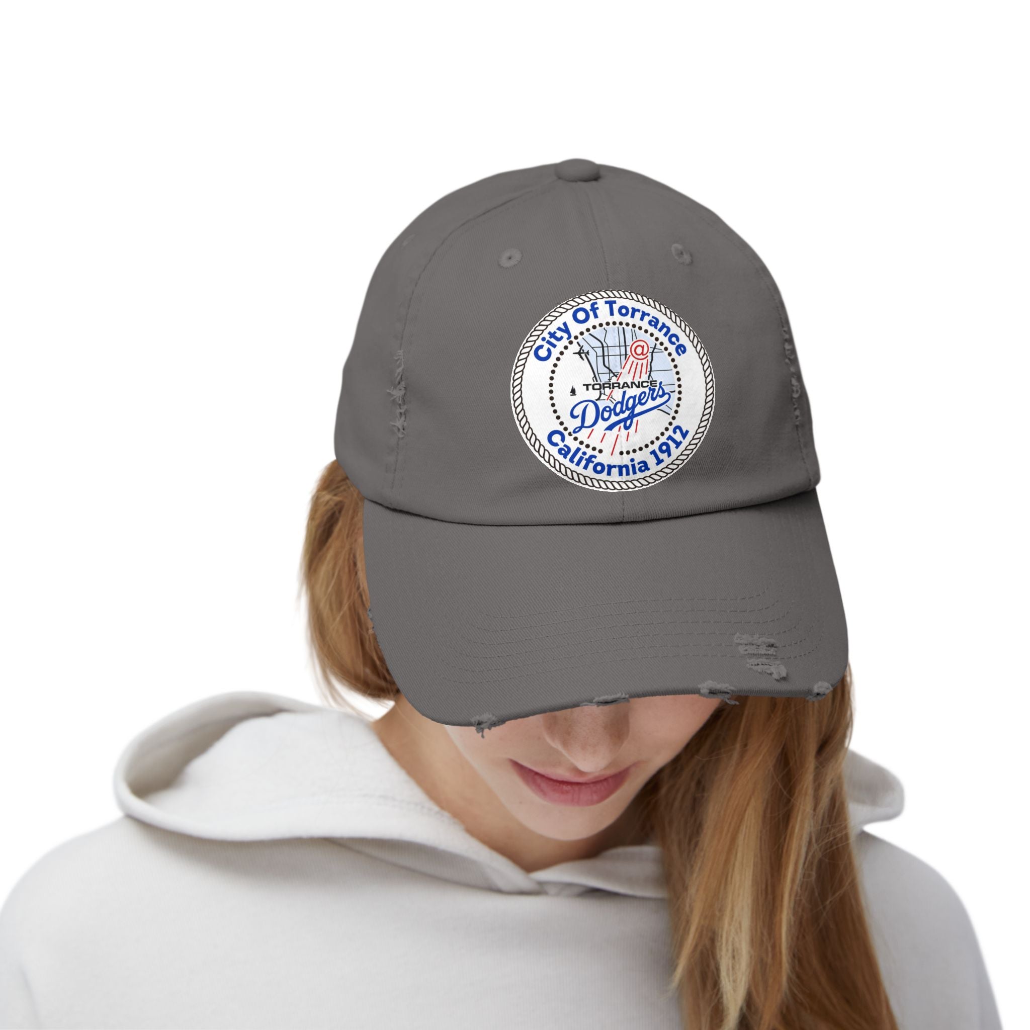 Distressed Baseball Cap with Torrance Dodgers Patch