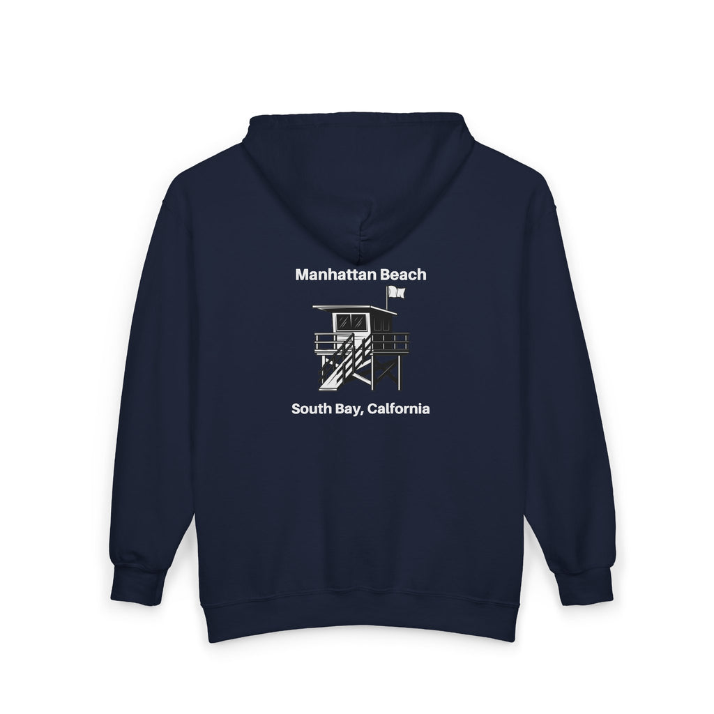 Manhattan Beach  Lifeguard Station - Heavy Blend Full Zip Hooded Sweatshirt