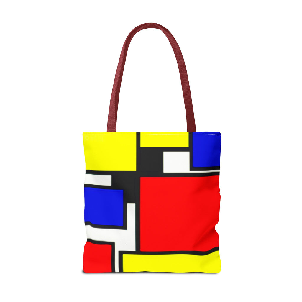 C'mon Get Happy Primary Color Geometric Grid Tote Bag | 1970s Abstract Art