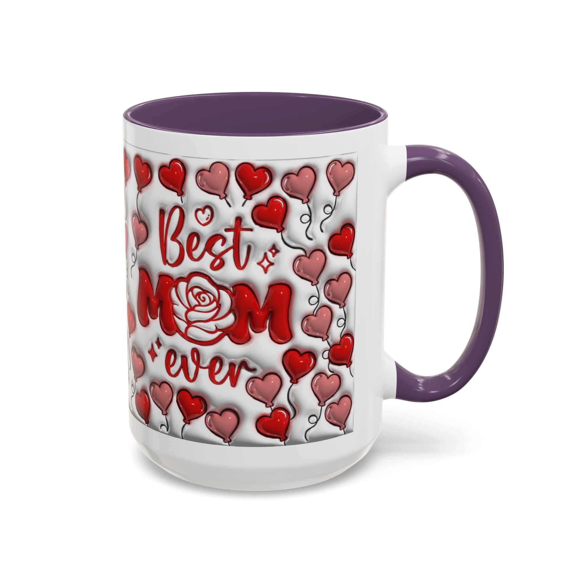 Best Mom Ever Valentines Day Hearts Accent Coffee Mug (11, 15oz)