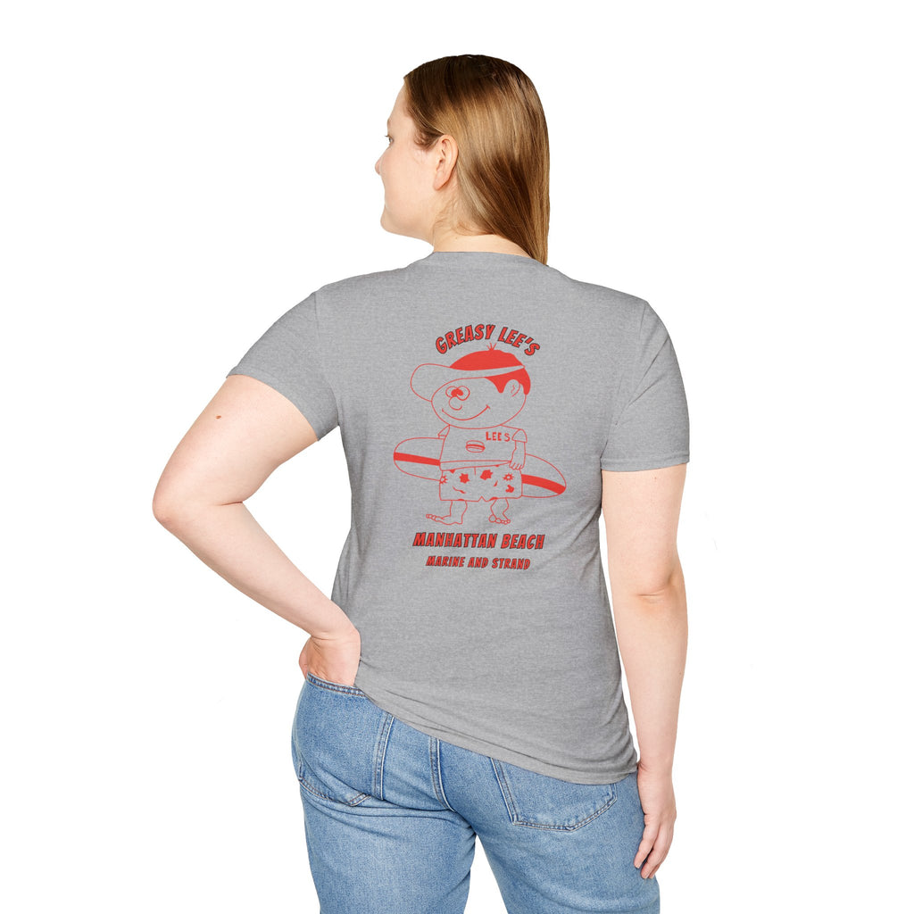 Greasy Lee's Manhattan Beach Old School T-Shirt | Marine and Strand Manhattan Beach Vintage Surf Design