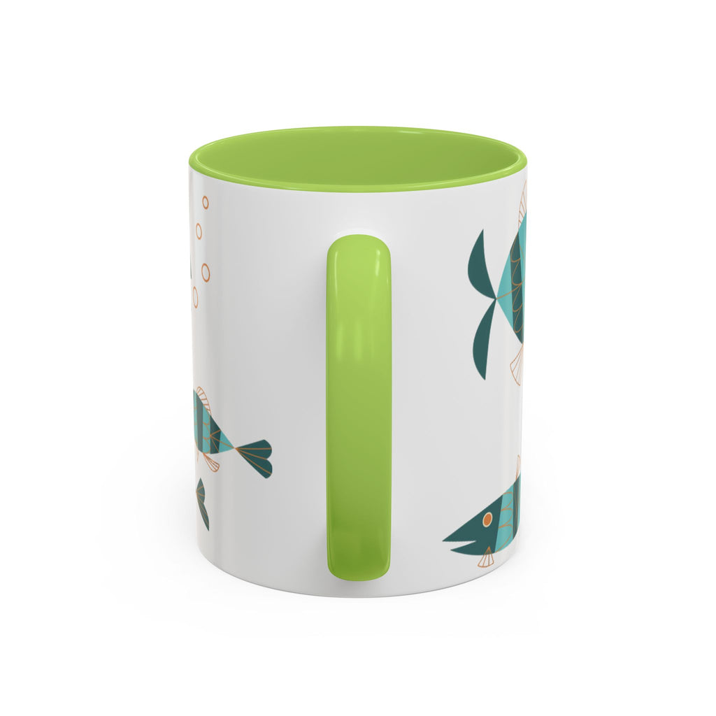 Metlox Pottery Teal Geometric Fish Mug | Accent Coffee Mug