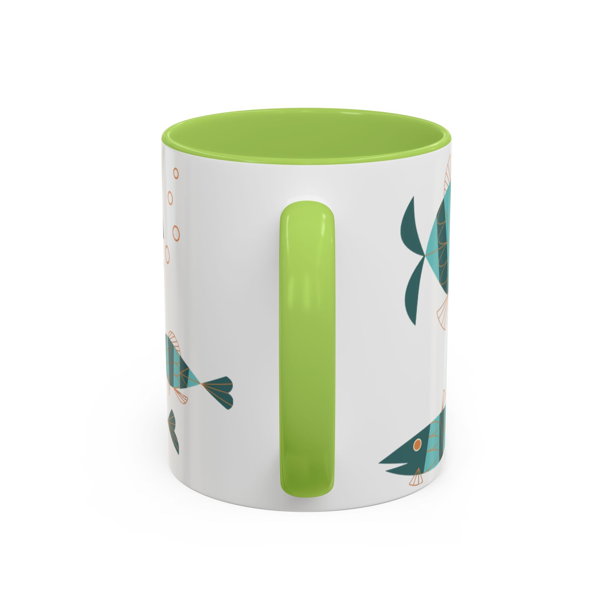 Metlox Pottery Teal Geometric Fish Mug | Accent Coffee Mug