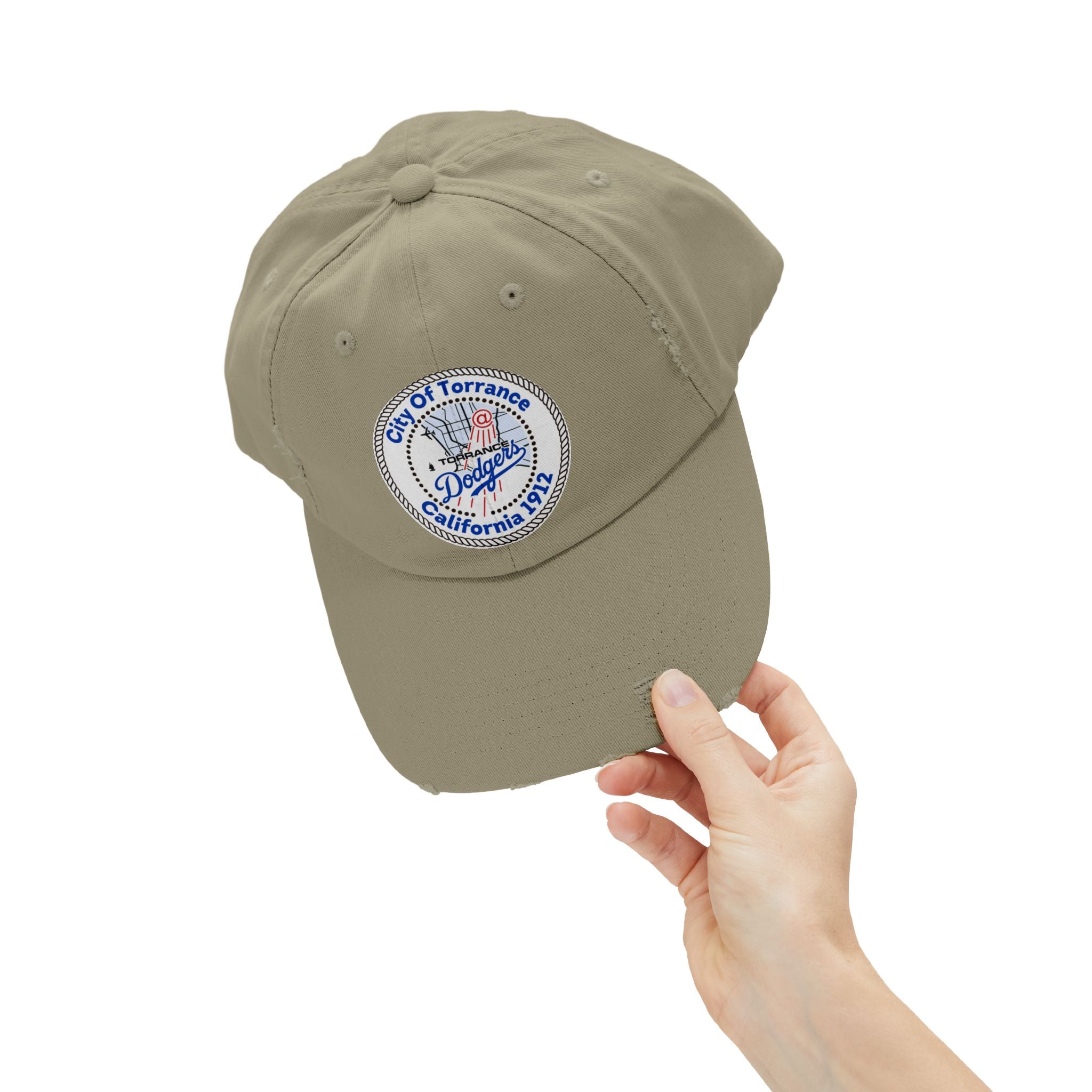 Distressed Baseball Cap with Torrance Dodgers Patch