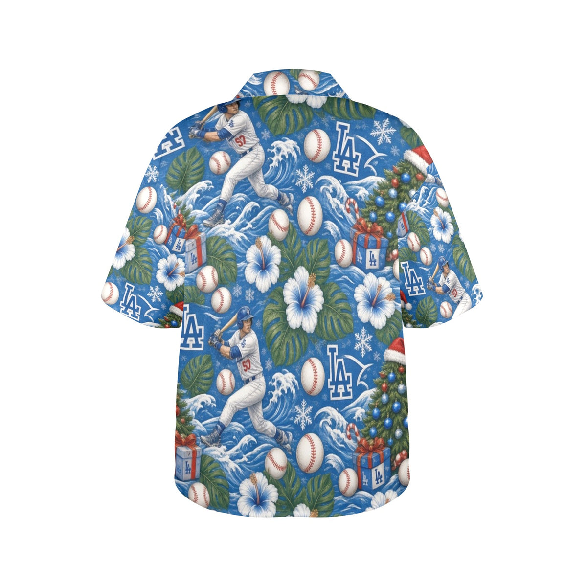 Los Angeles Dodgers Women's All Over Print Hawaiian Shirt （Made in USA Ships to USA Only）
