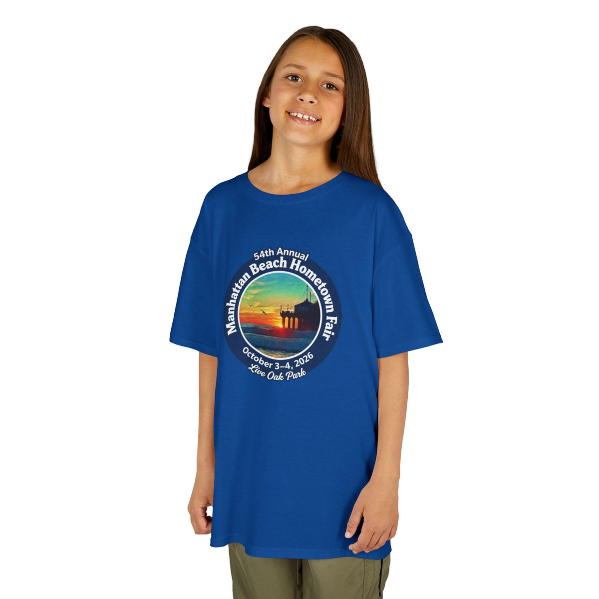 Kids Tee — Manhattan Beach Hometown Fair 2026 Sunset Logo