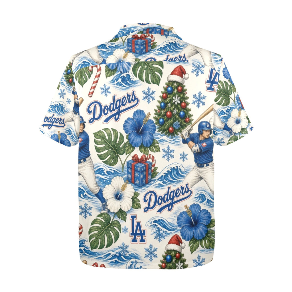 Dodgers Christmas Men's All Over Print Hawaiian Shirt Made In USA Ships to USA Only