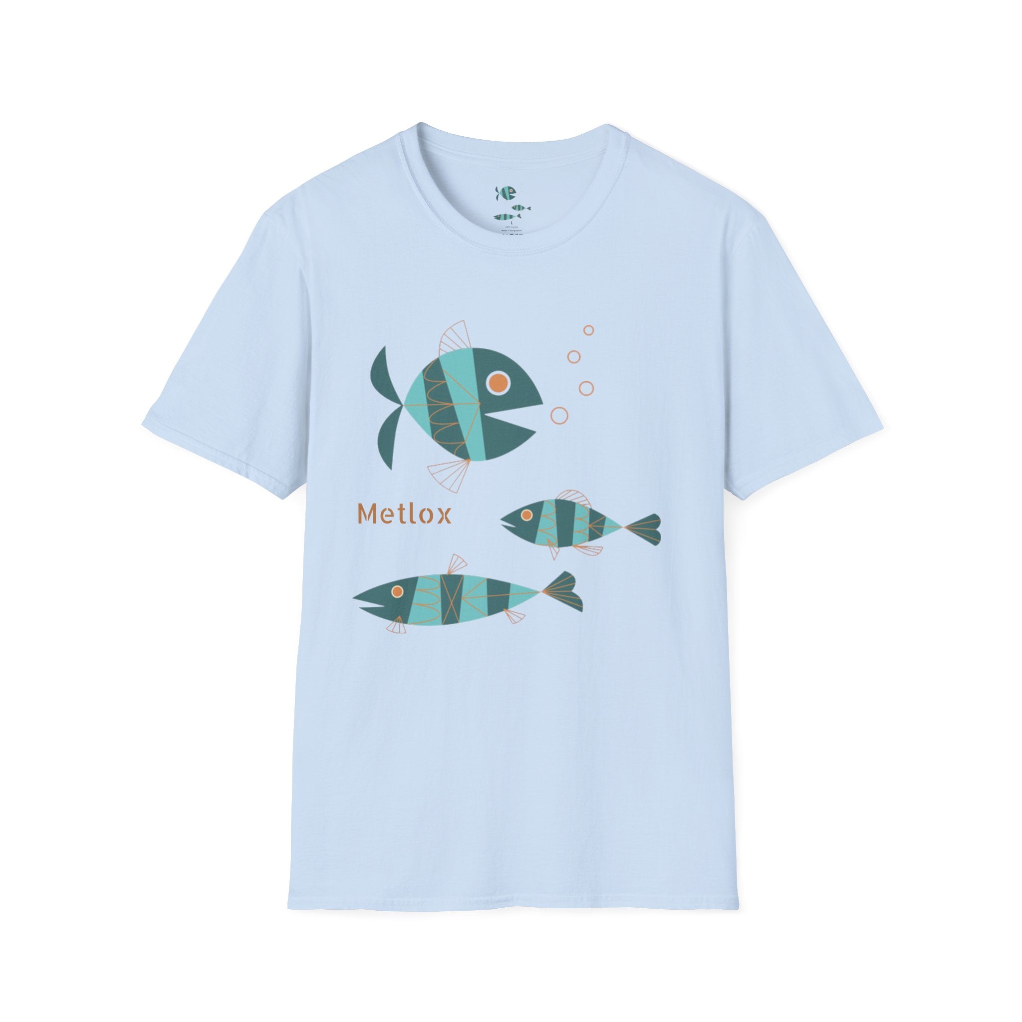 Metlox Pottery Fish Trio T-Shirt | Minimal Ocean Illustration
