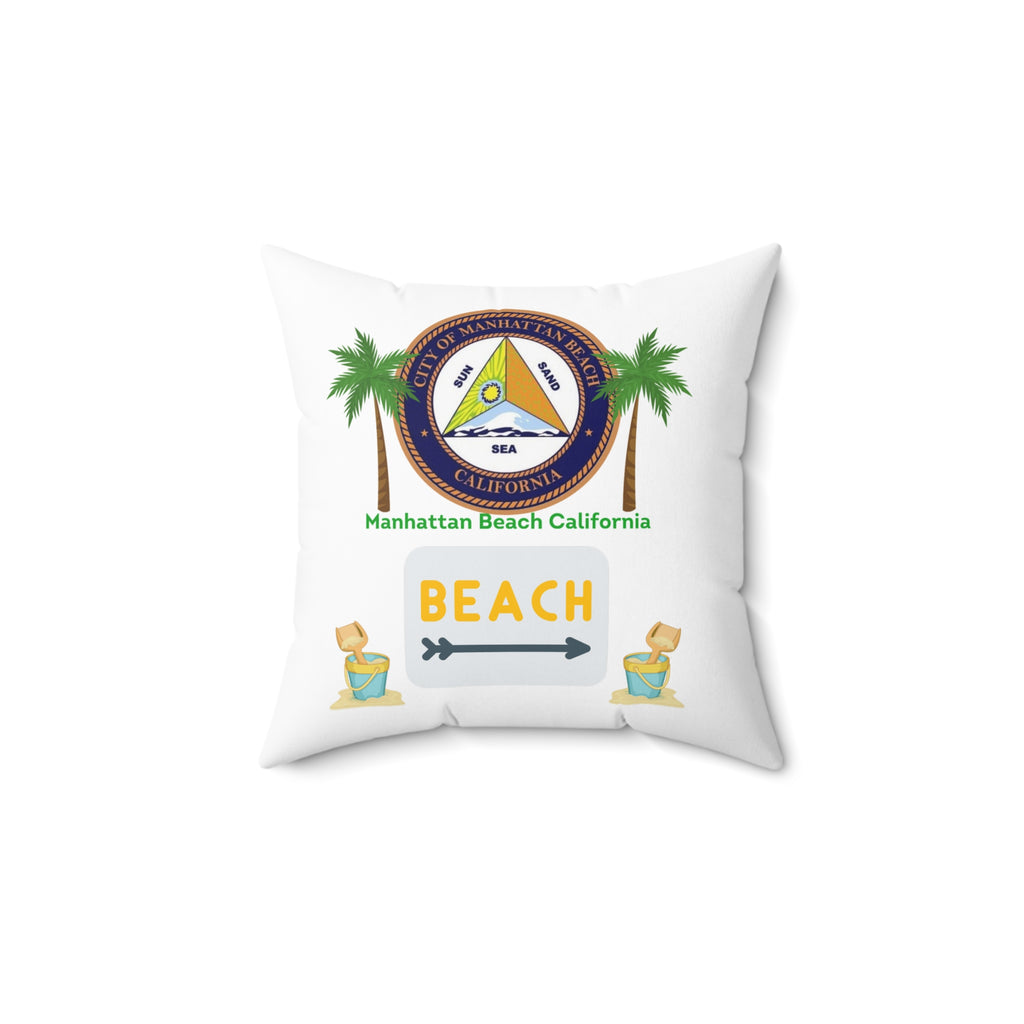 Manhattan Beach California 90266 MAP Spun Polyester Square Pillow