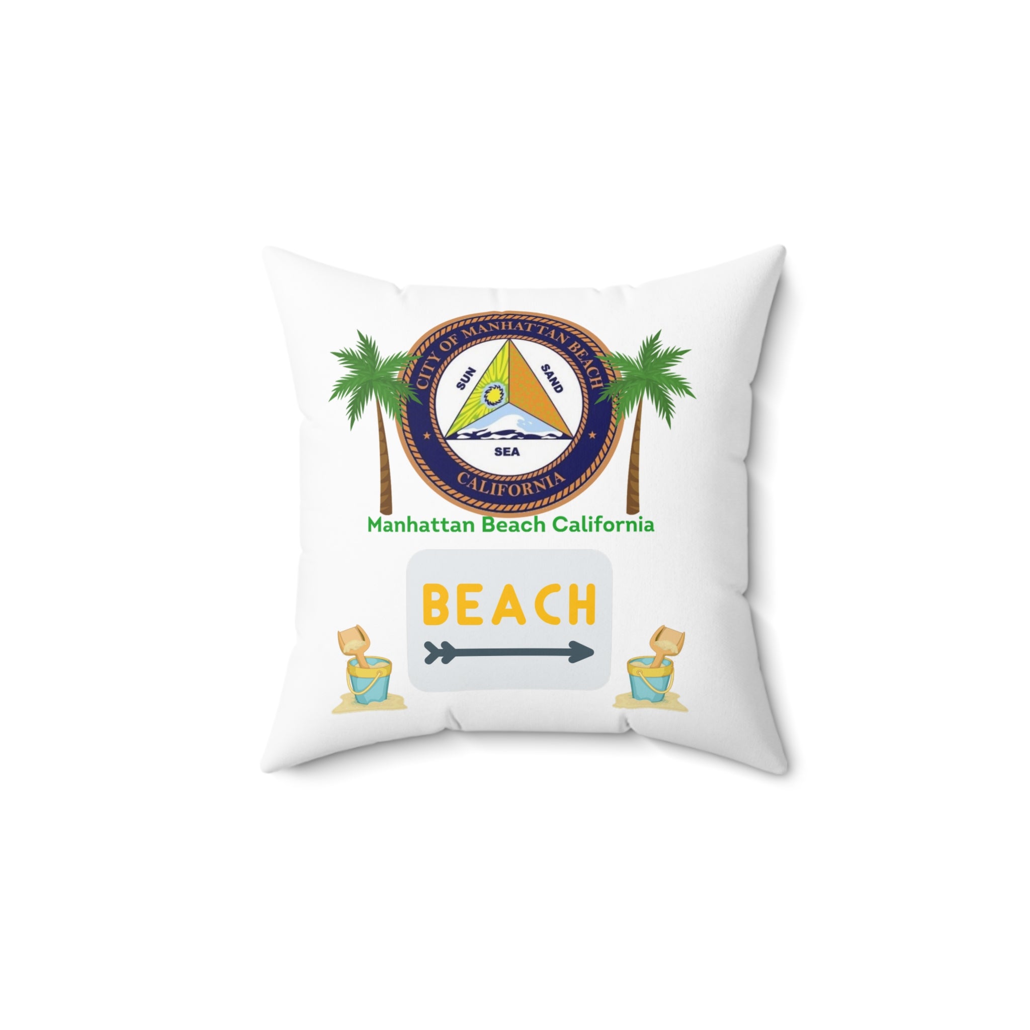 Manhattan Beach California 90266 MAP Spun Polyester Square Pillow