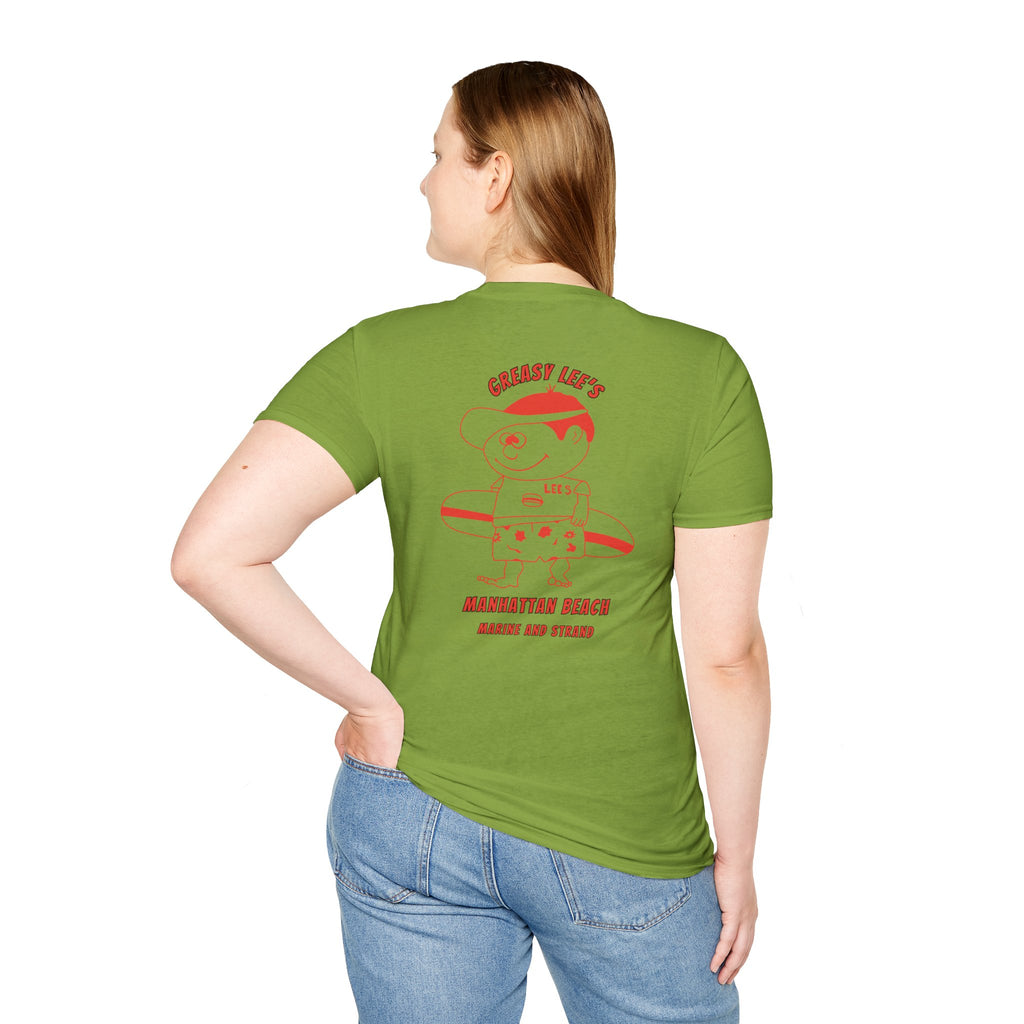 Greasy Lee's Manhattan Beach Old School T-Shirt | Marine and Strand Manhattan Beach Vintage Surf Design
