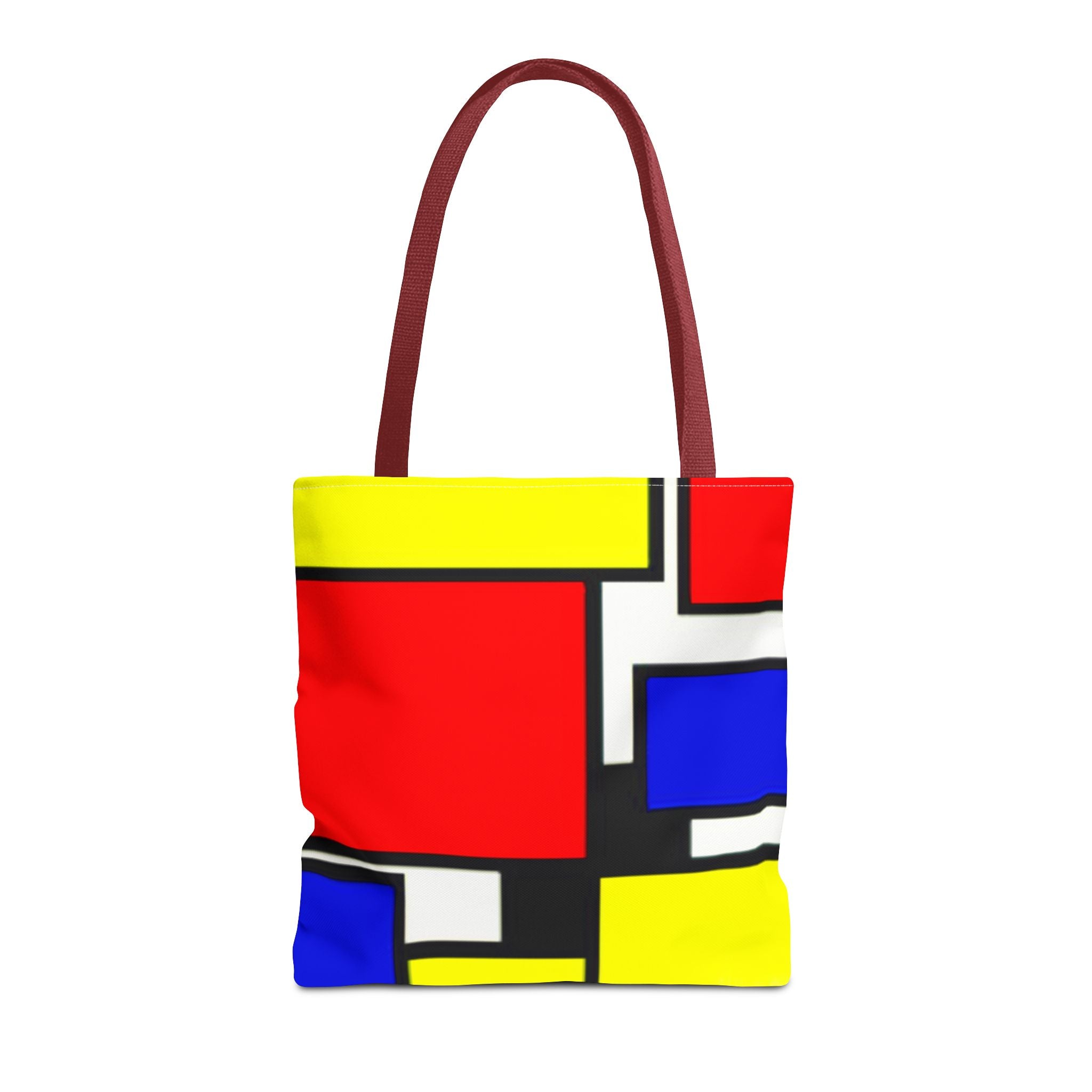 C'mon Get Happy Primary Color Geometric Grid Tote Bag | 1970s Abstract Art