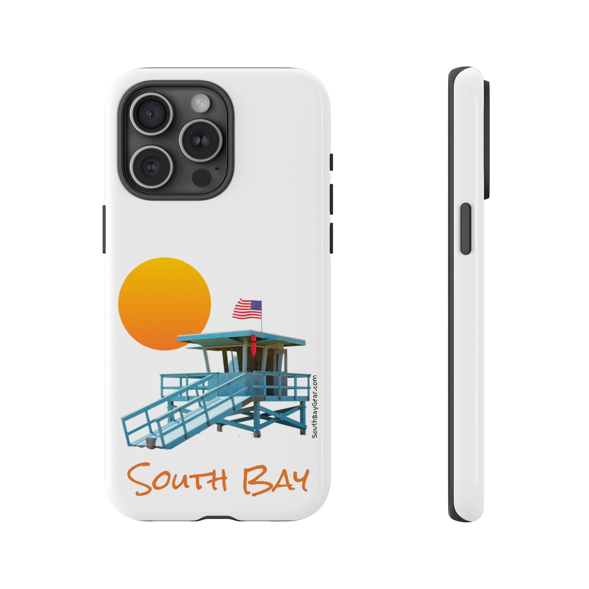 South Bay Lifeguard Stand with American Flag Tough Phone Cases