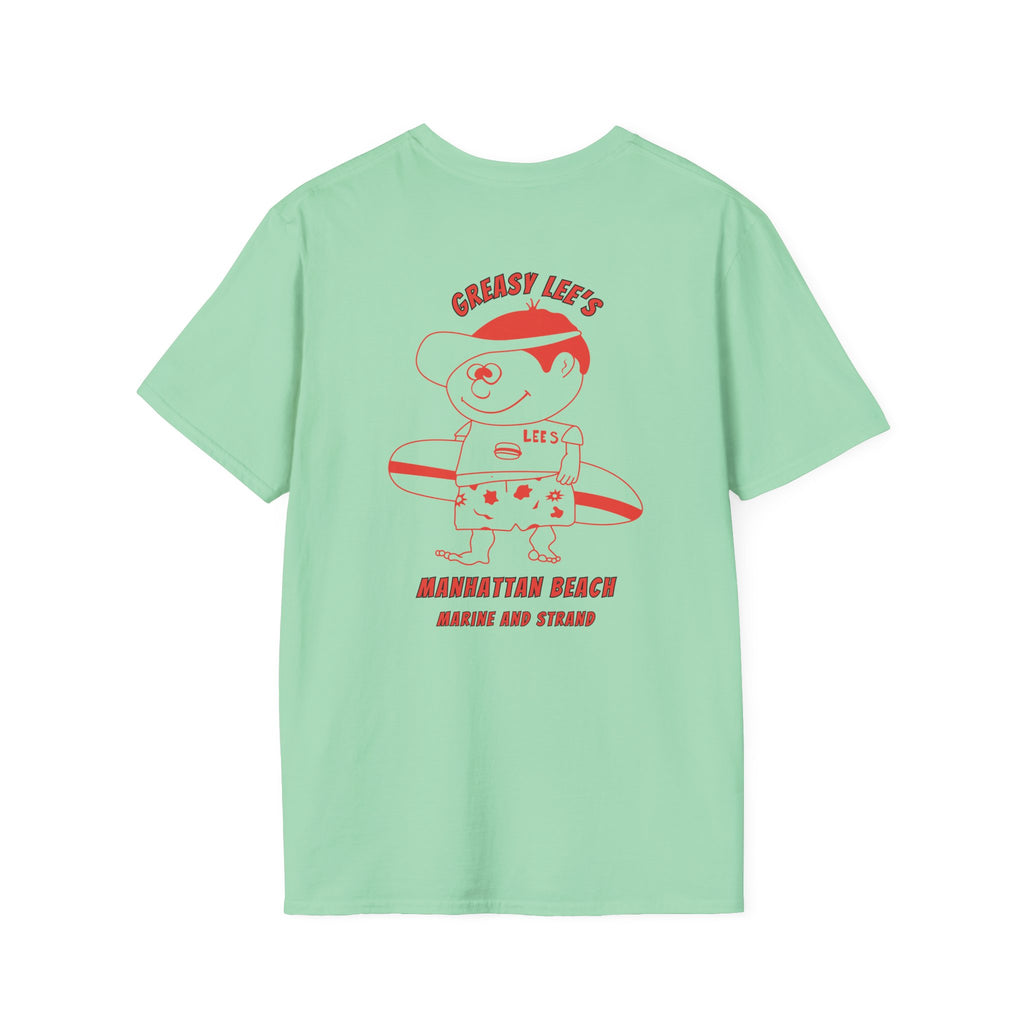 Greasy Lee's Manhattan Beach Old School T-Shirt | Marine and Strand Manhattan Beach Vintage Surf Design
