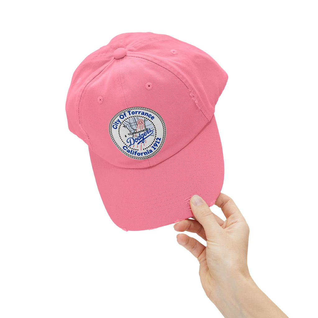 Distressed Baseball Cap with Torrance Dodgers Patch