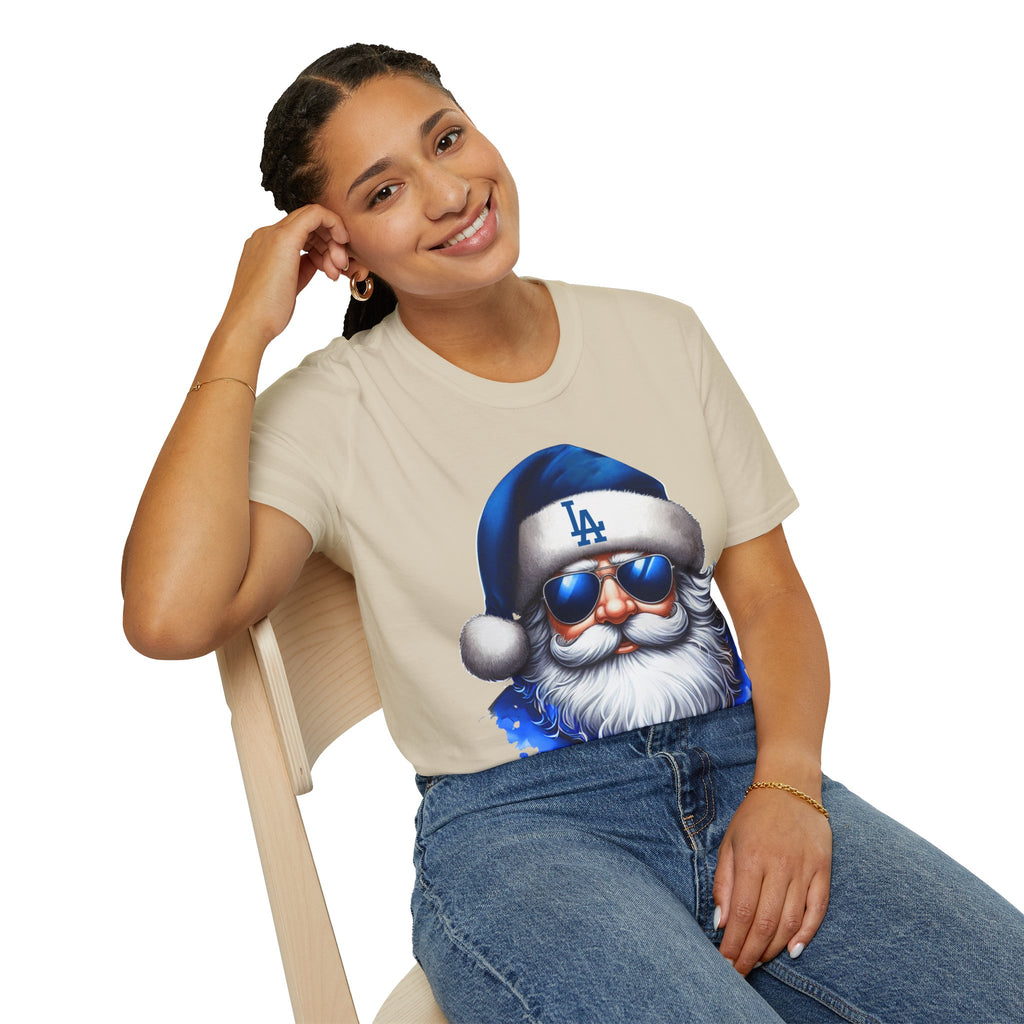 LA Dodgers Blue Santa T-Shirt — Cool Sunglasses Holiday Tee