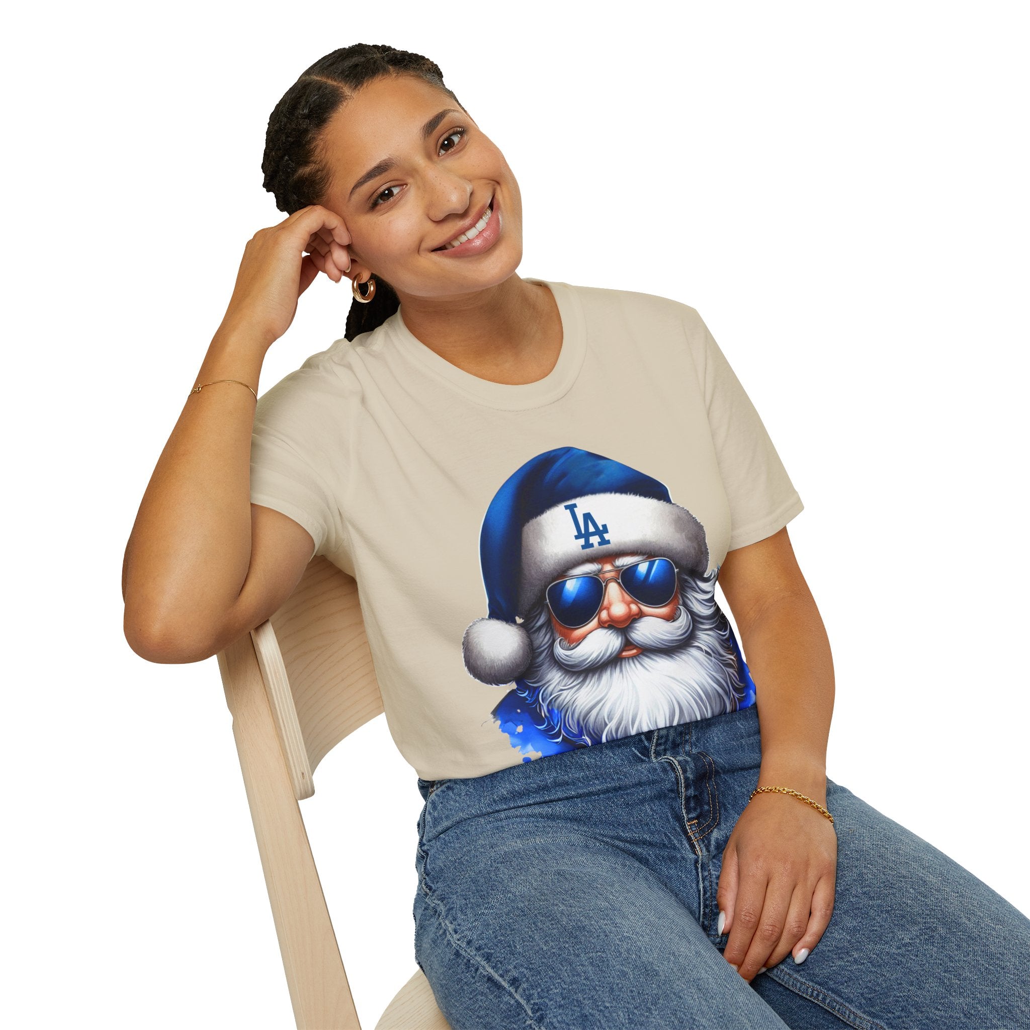 LA Dodgers Blue Santa T-Shirt — Cool Sunglasses Holiday Tee