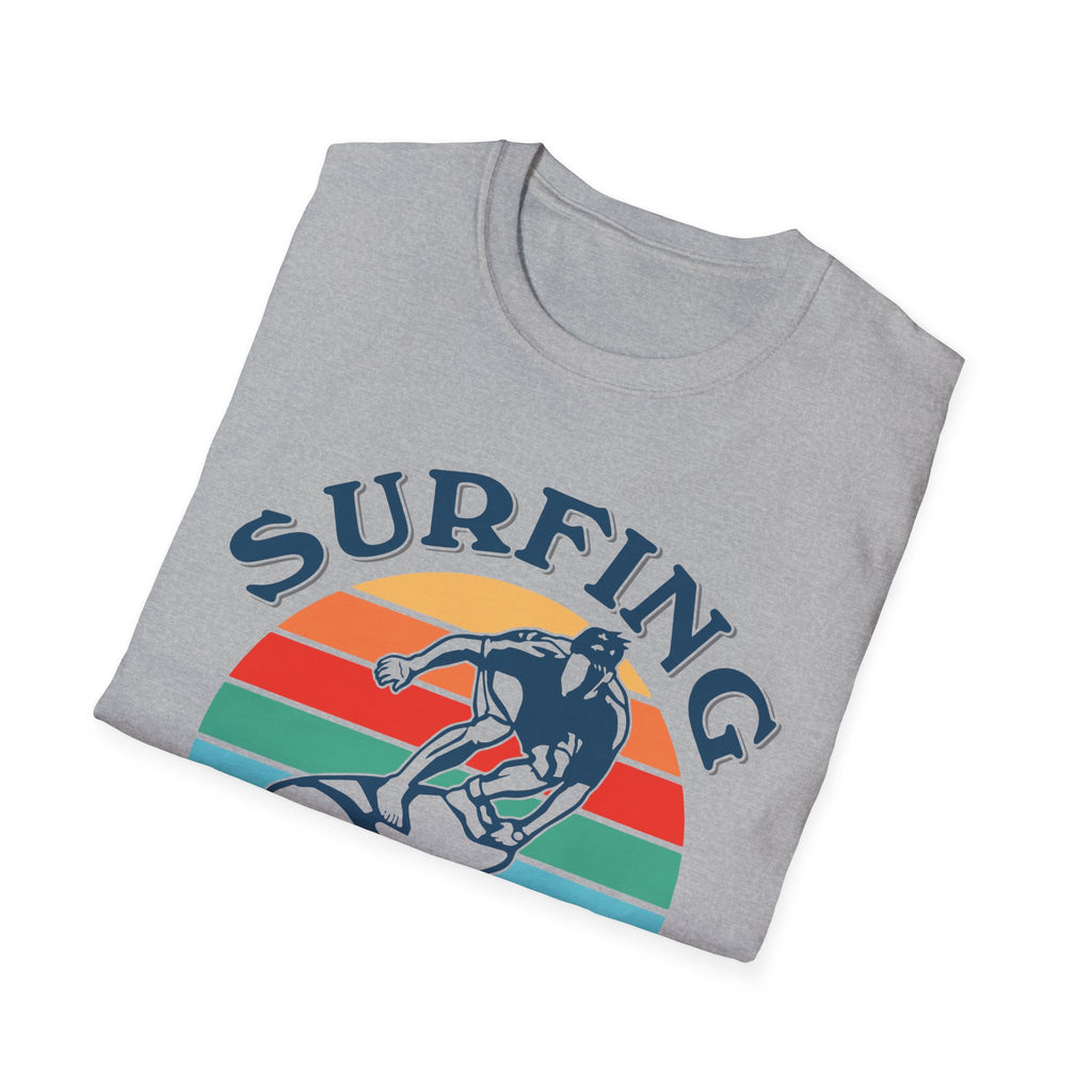 Surfing Makes Me Happy T-Shirt | Retro Sunset Surfer Graphic