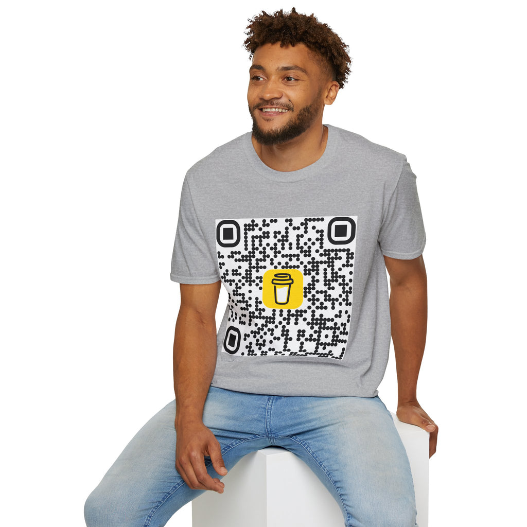 QR Code Coffee Cup T‑Shirt — Scan-to-Order Cafe Tee