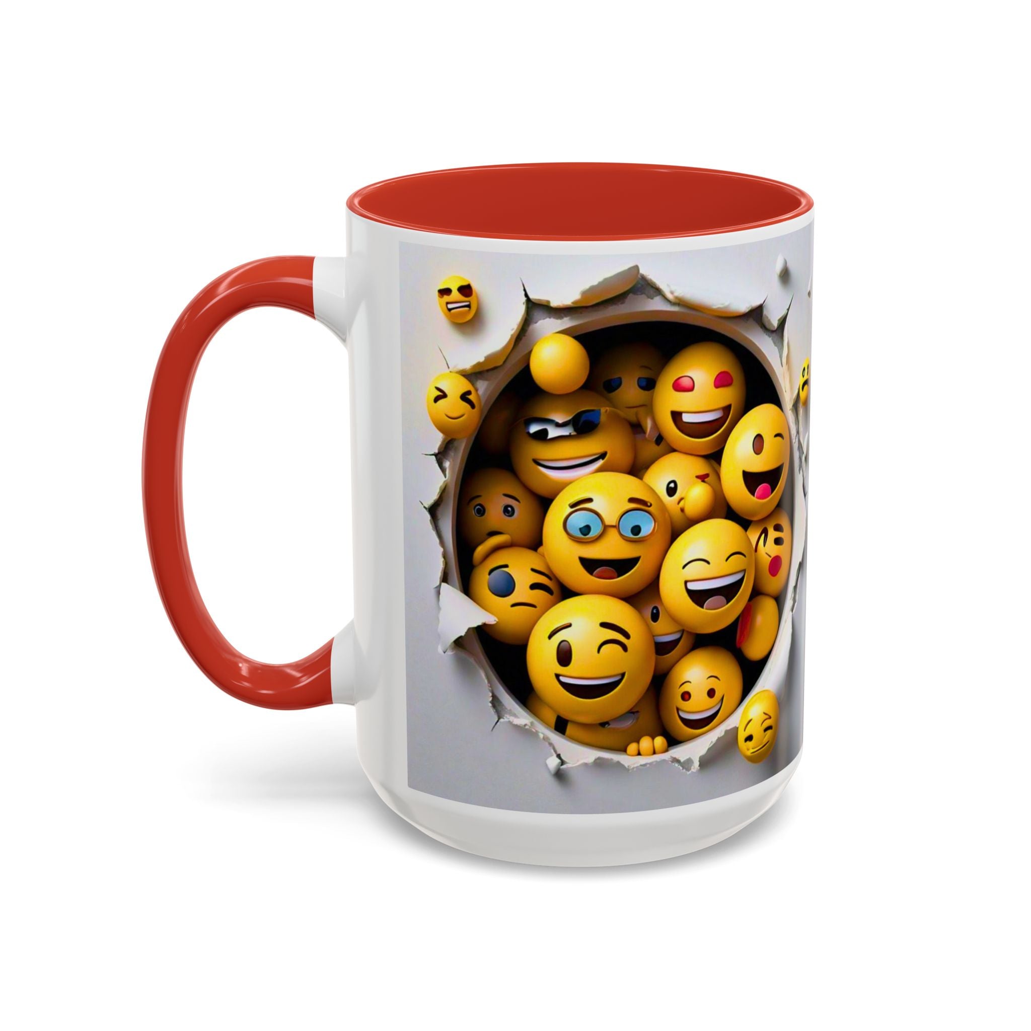 Emoji Explosion Coffee Mug | Accent Inner & Handle Color, 11oz 15oz