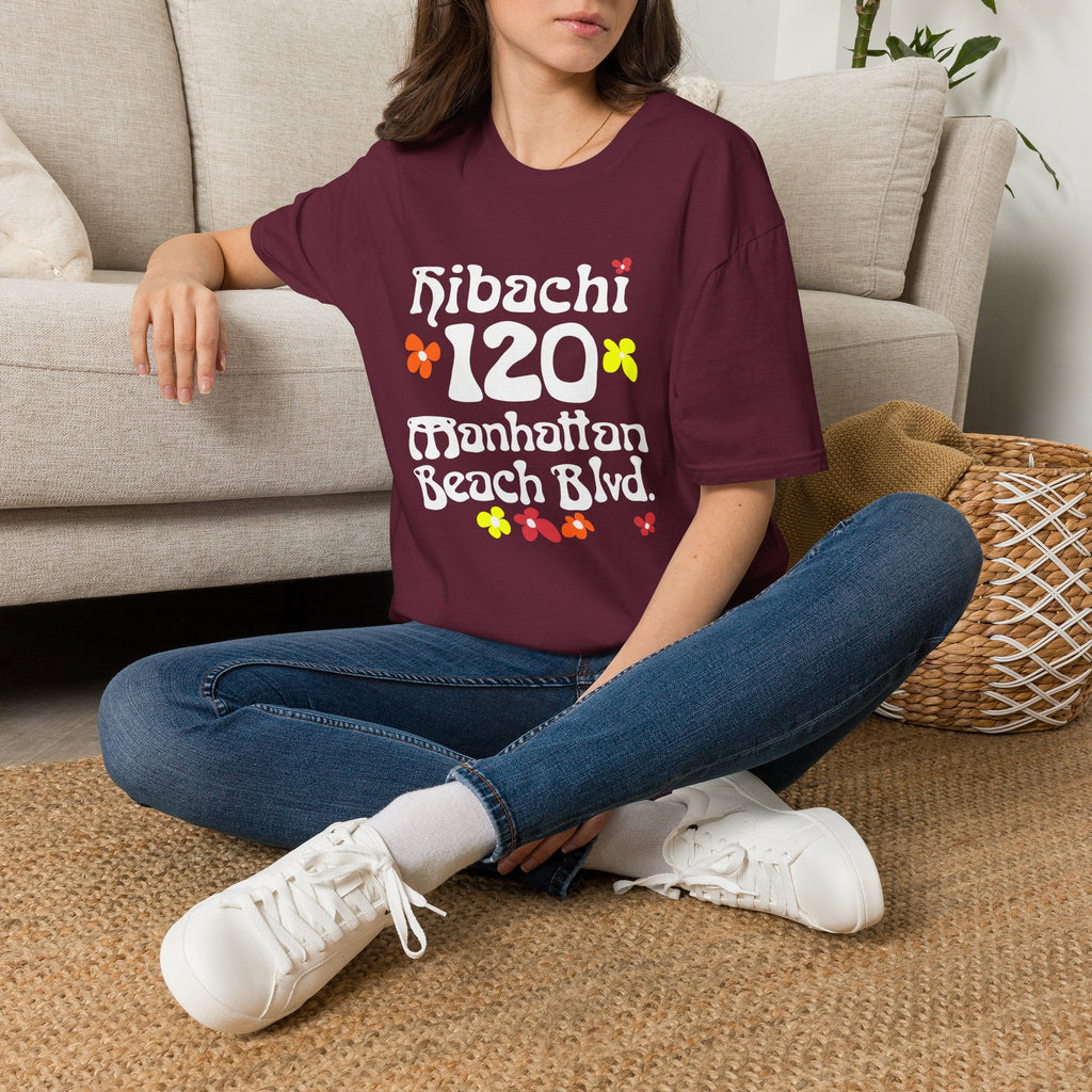 Hibachi 120 Manhattan Beach Blvd Restaurant #OldSchool T-Shirt — Retro Floral Surf Tee "Gone But Not Forgotten"