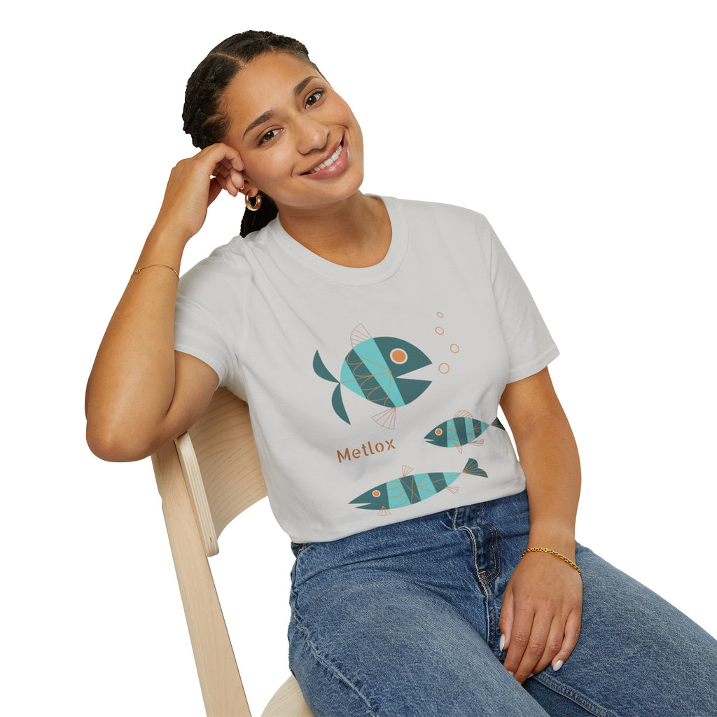 Metlox Pottery Fish Trio T-Shirt | Minimal Ocean Illustration