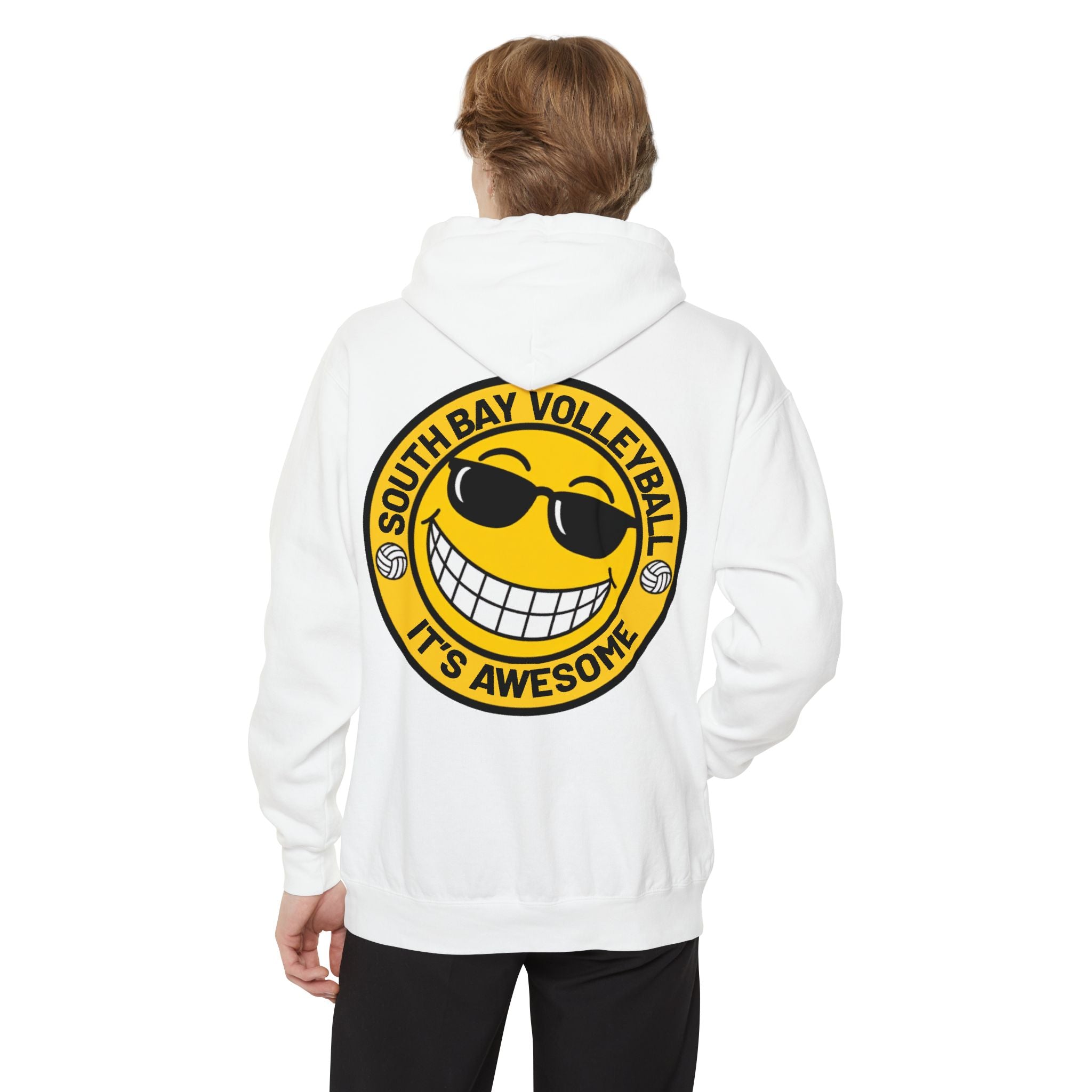 Volleyball Smiley Hoodie — "South Bay Volleyball It's Awesome" Crewneck