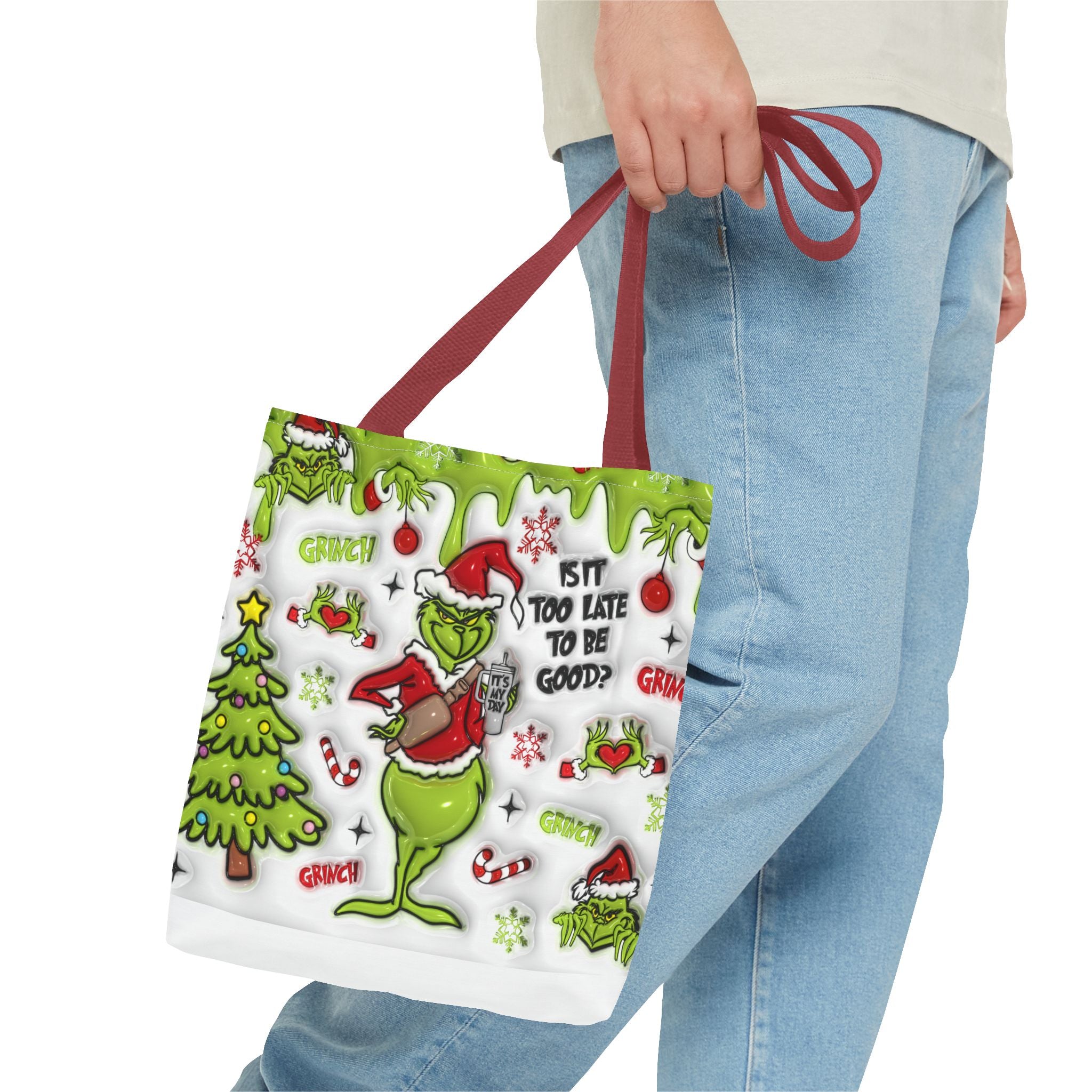 Christmas Tote Bag, Holiday Shopping Bag, Grinch Gift, Festive Reusable Bag, Cute Winter Accessory
