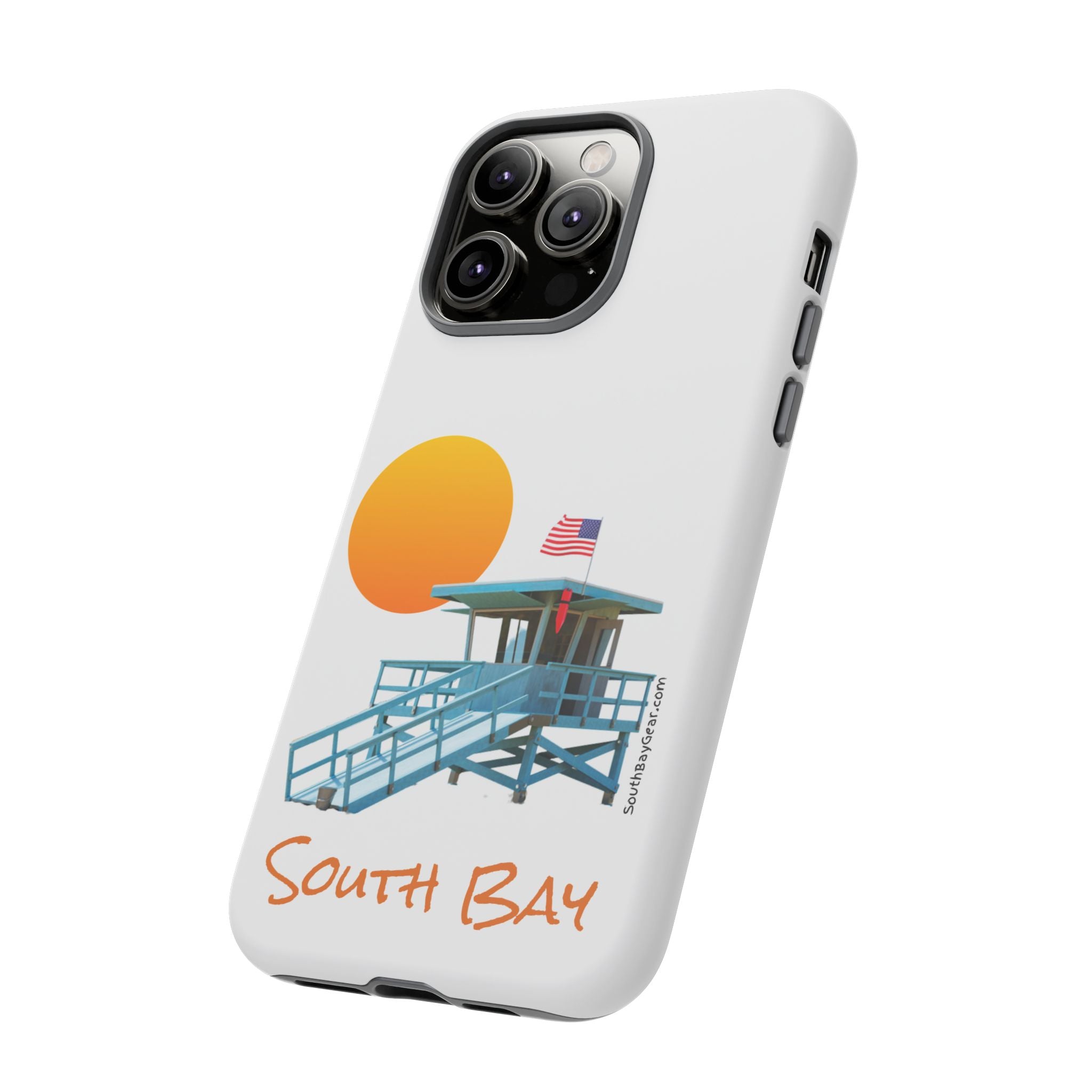 South Bay Lifeguard Stand with American Flag Tough Phone Cases
