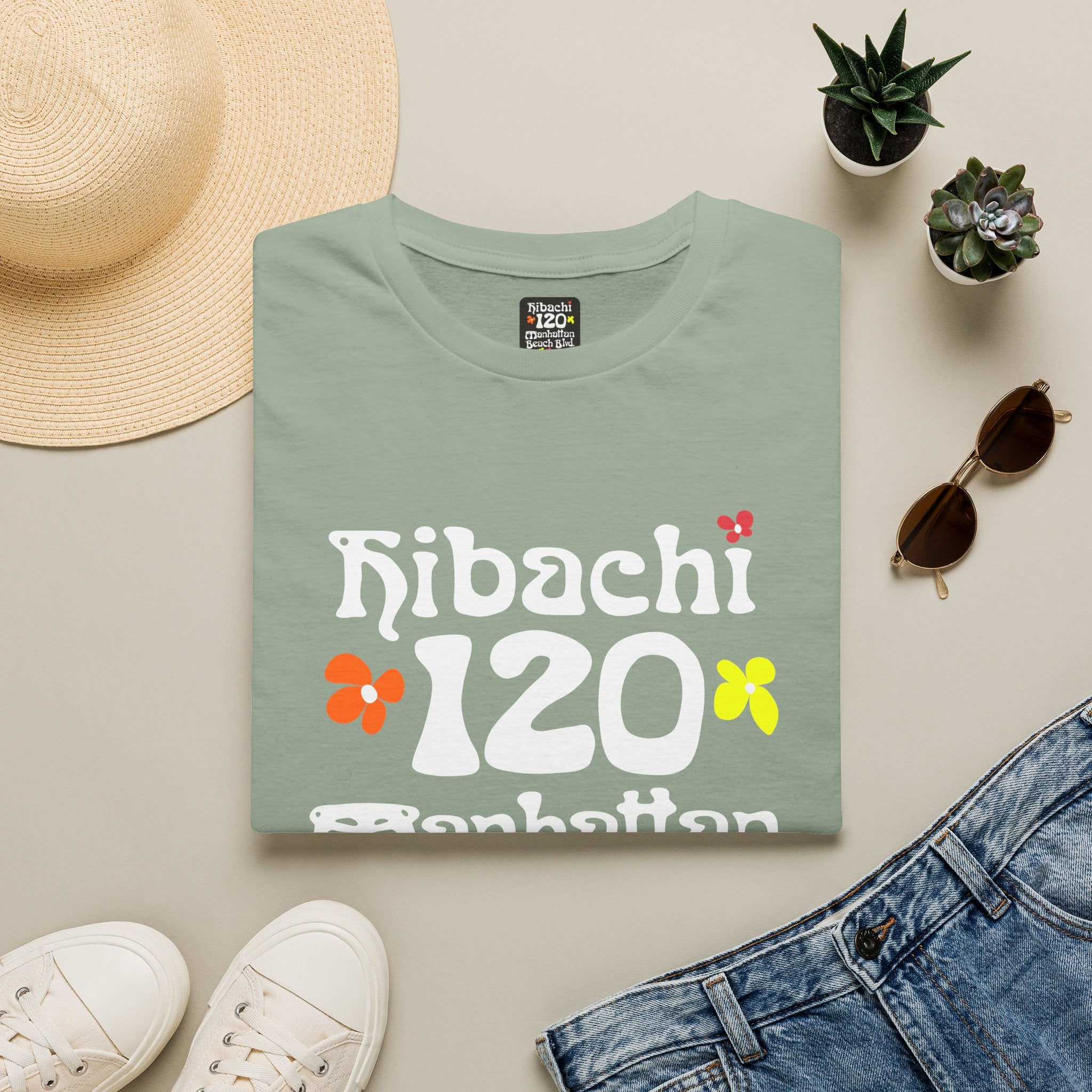 Hibachi 120 Manhattan Beach Blvd Restaurant #OldSchool T-Shirt — Retro Floral Surf Tee "Gone But Not Forgotten"