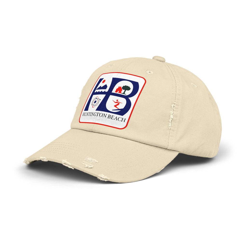 Huntington Beach Distressed Mom and Dad Hat — Vintage Surf & Coastal Patch Cap