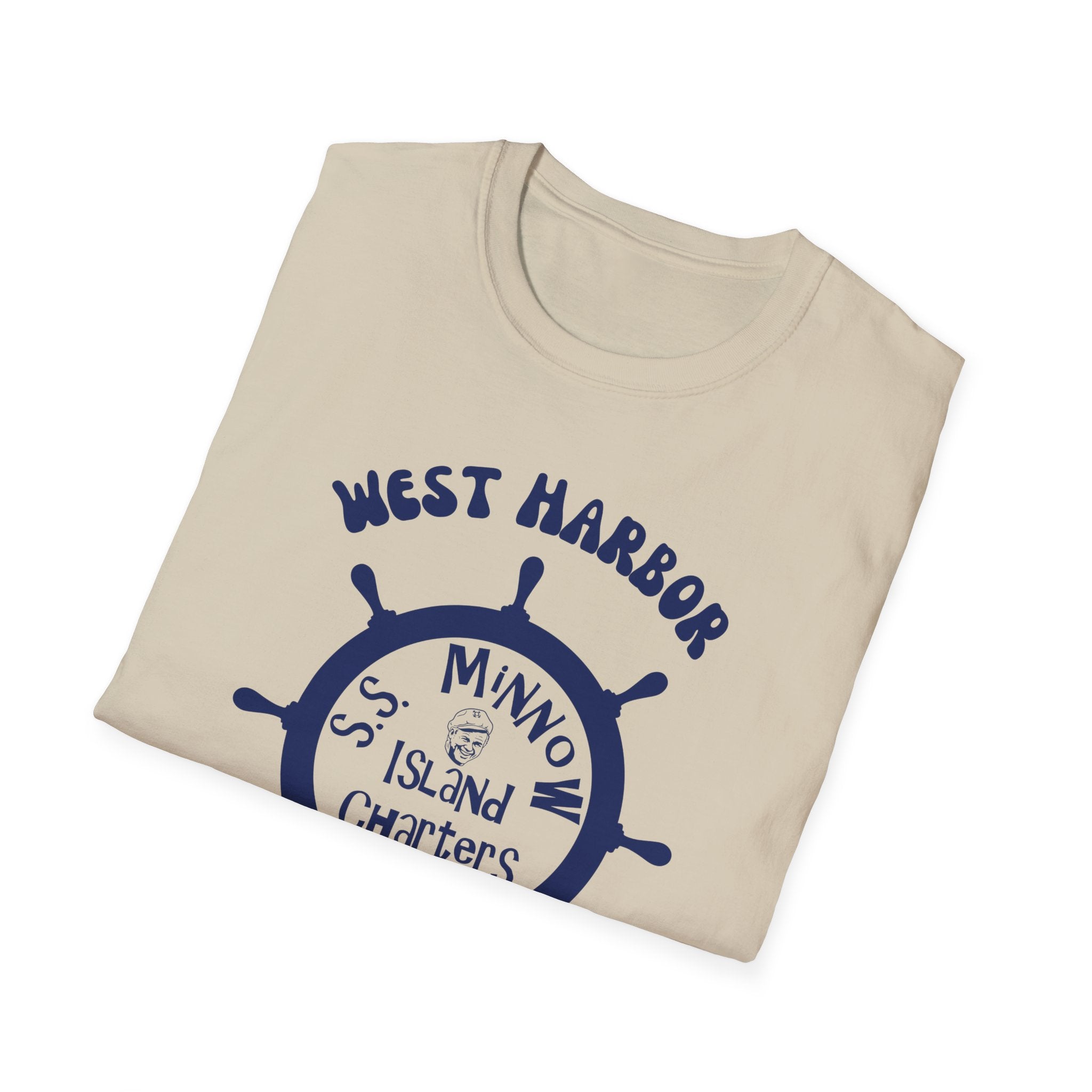 West Harbor San Pedro Ship Wheel Minno Island Charters T-Shirt | 3 Hour Tours