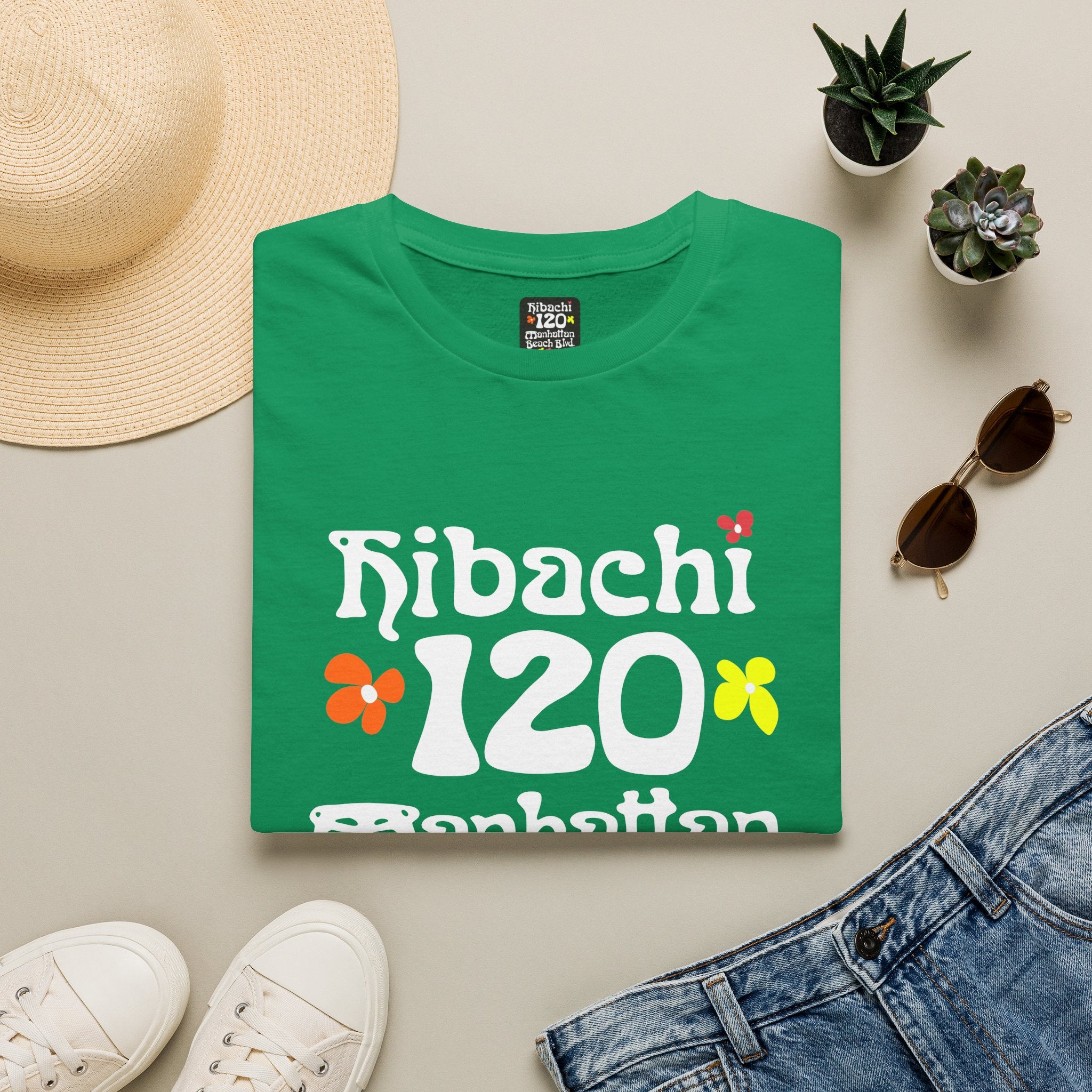 Hibachi 120 Manhattan Beach Blvd Restaurant #OldSchool T-Shirt — Retro Floral Surf Tee "Gone But Not Forgotten"
