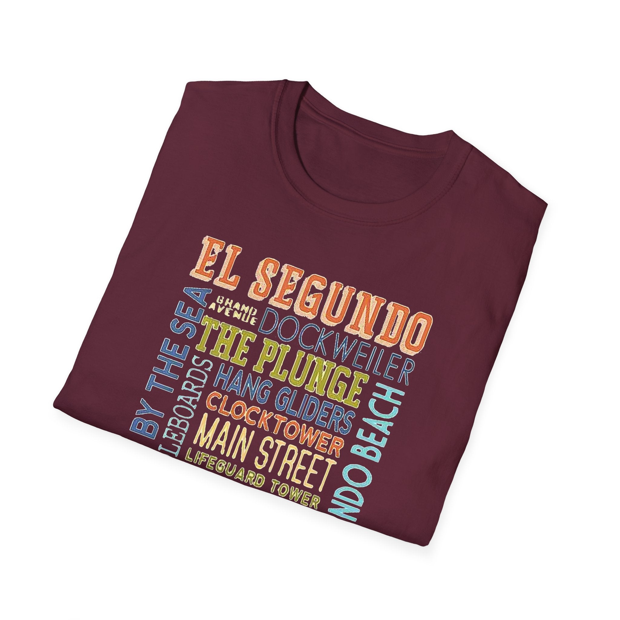 El Segundo Typography T-Shirt | Beach Town Landmarks Word Art