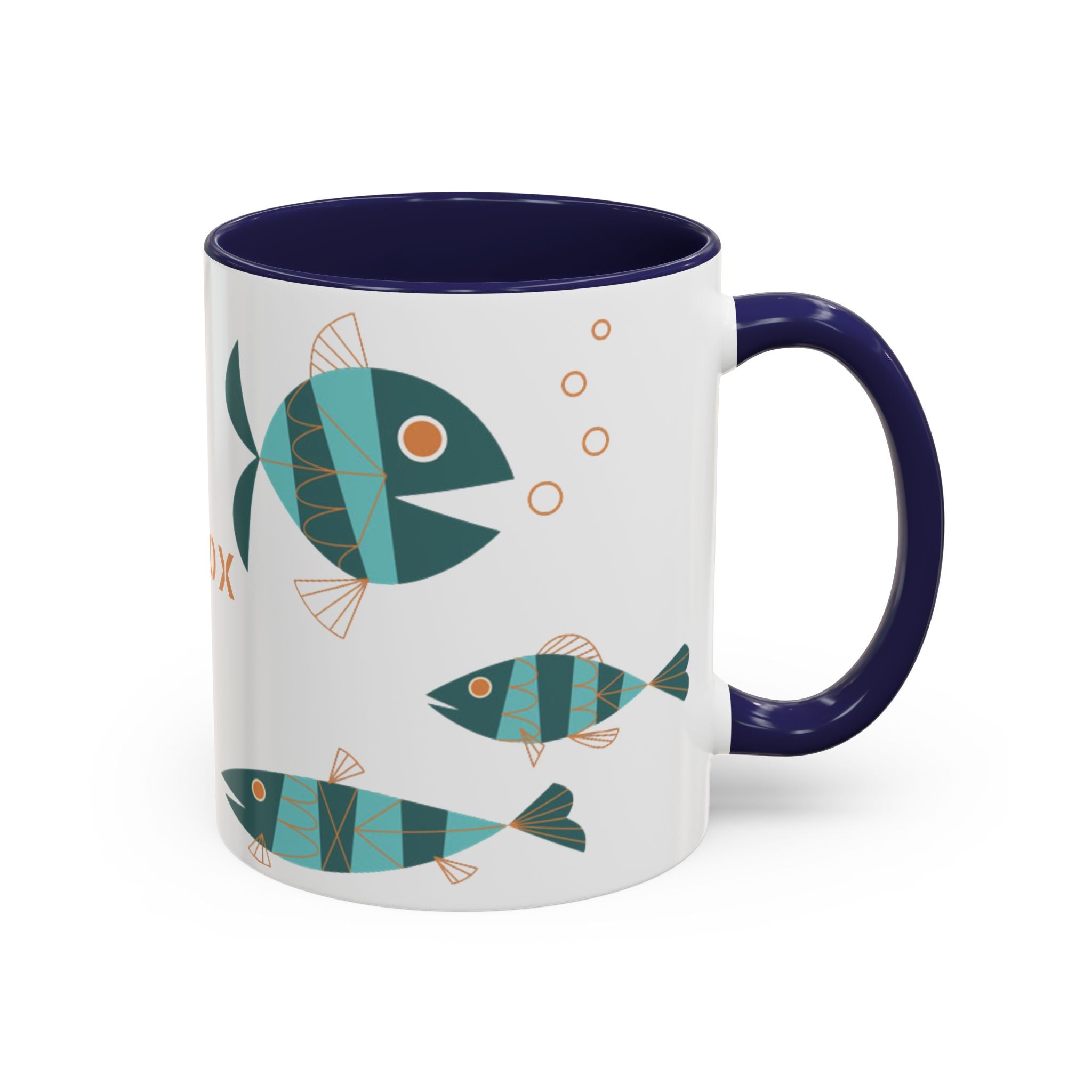 Metlox Pottery Teal Geometric Fish Mug | Accent Coffee Mug