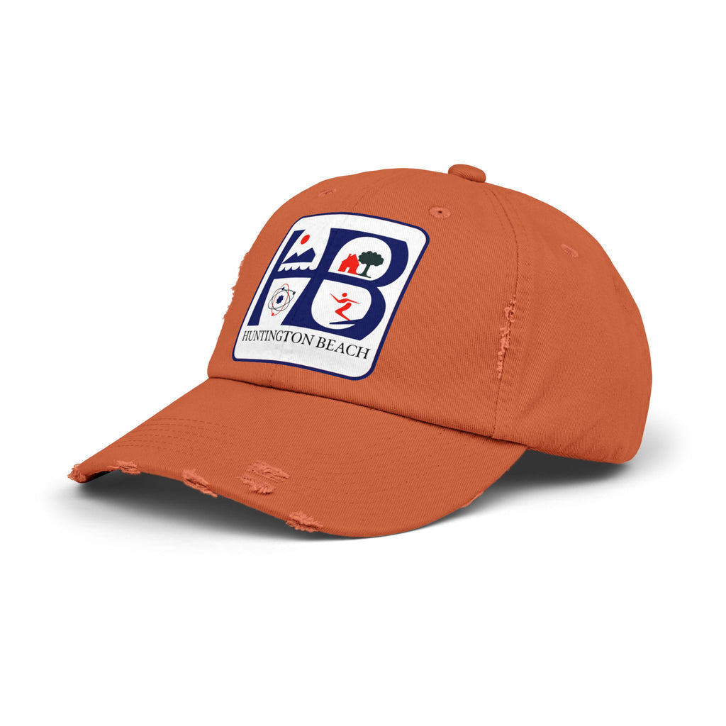 Huntington Beach Distressed Mom and Dad Hat — Vintage Surf & Coastal Patch Cap
