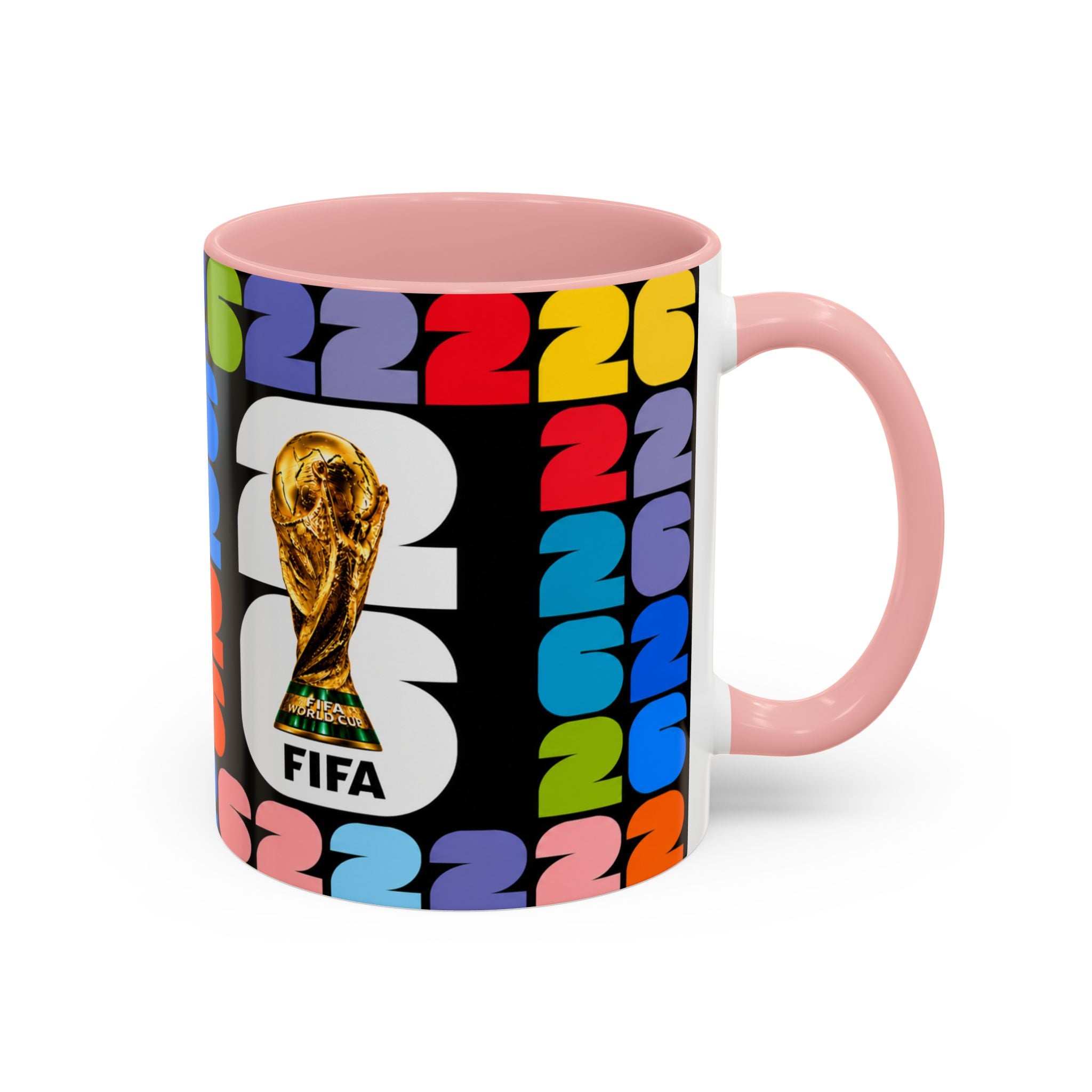 2026 World Cup Accent Coffee Mug – Colorful FIFA Trophy Design (11/15oz)