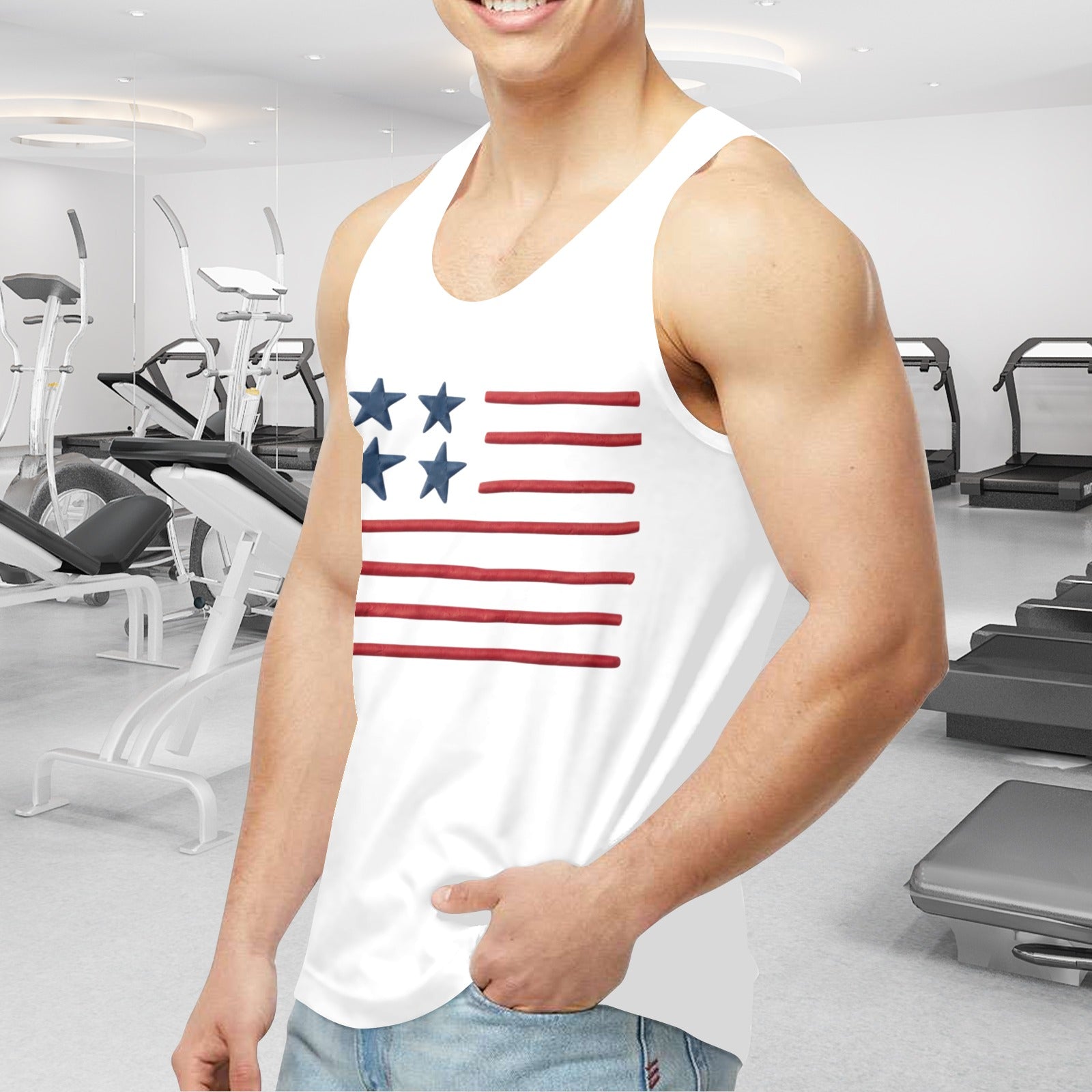 American Flag Style Men's Tank Top Made in USA