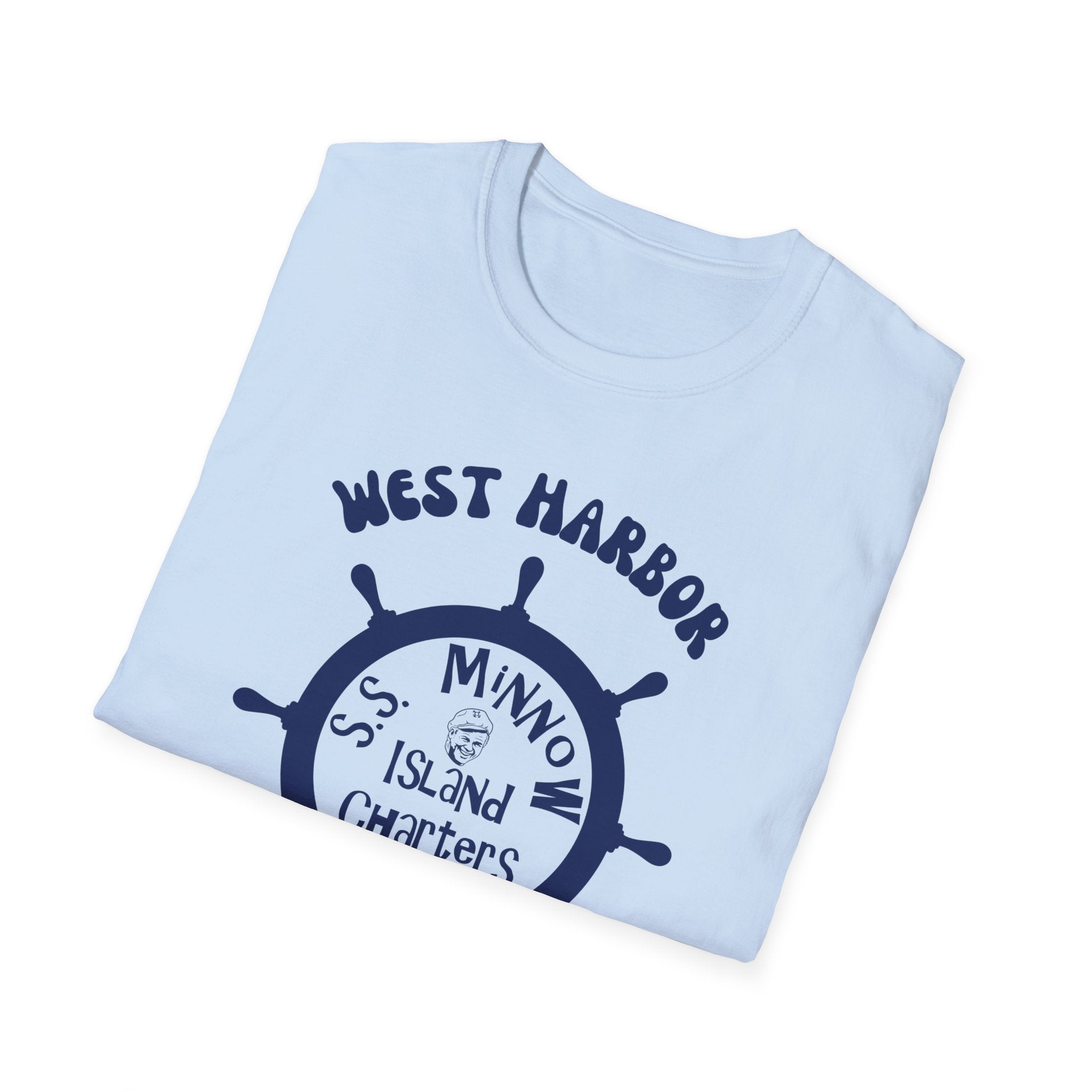 West Harbor San Pedro Ship Wheel Minno Island Charters T-Shirt | 3 Hour Tours